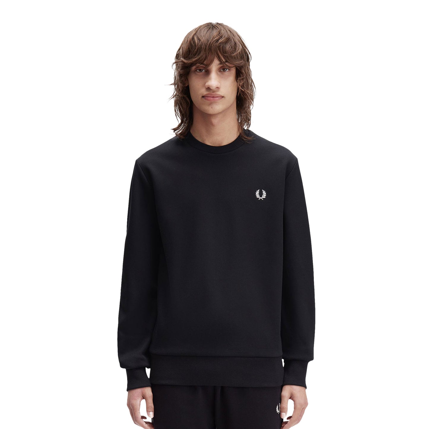 Fred Perry Bold Branding Crewneck Sweatshirt Black - M1369-102
