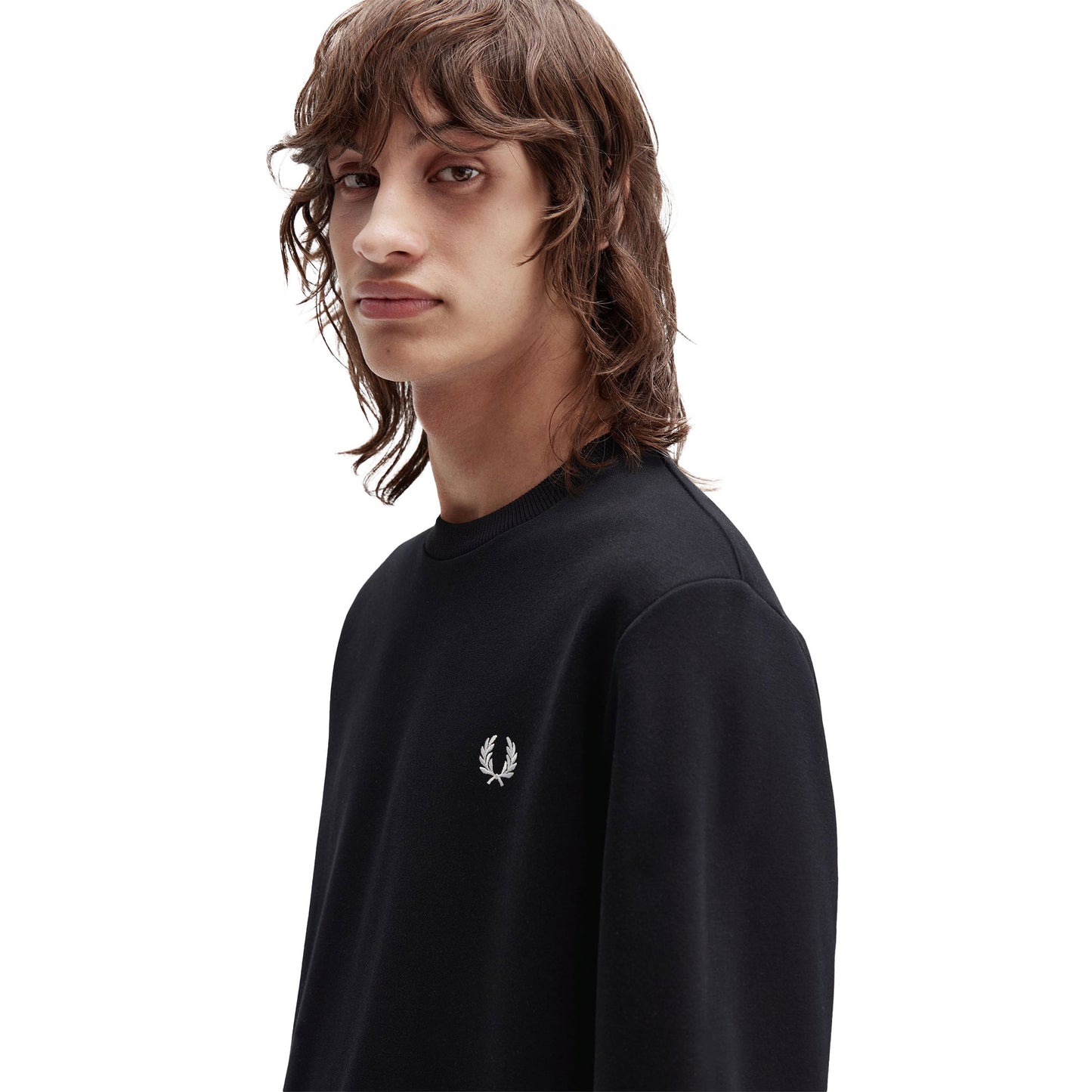Fred Perry Bold Branding Crewneck Sweatshirt Black - M1369-102