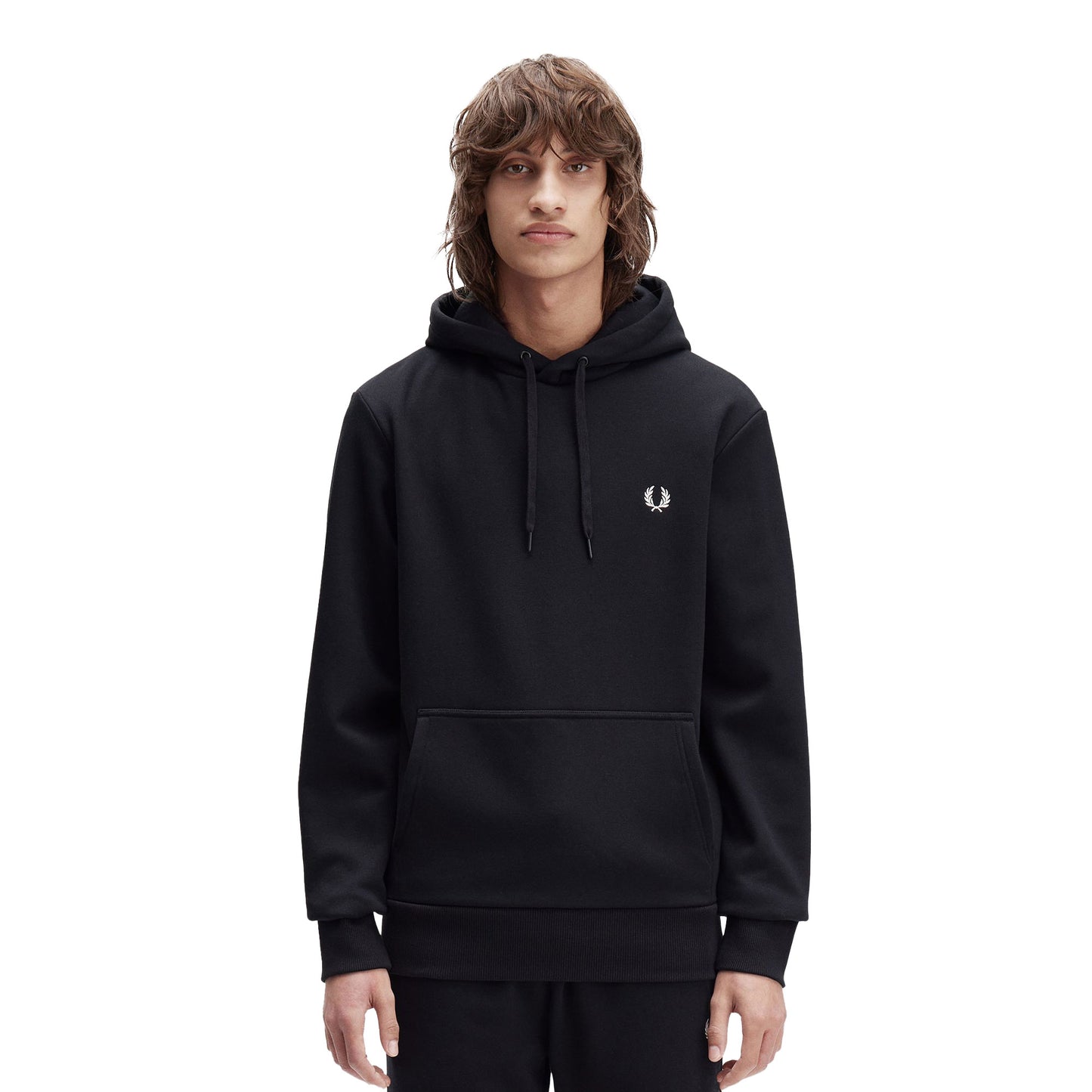 Fred Perry Bold Branding Hooded Sweatshirt Black - M1371-102