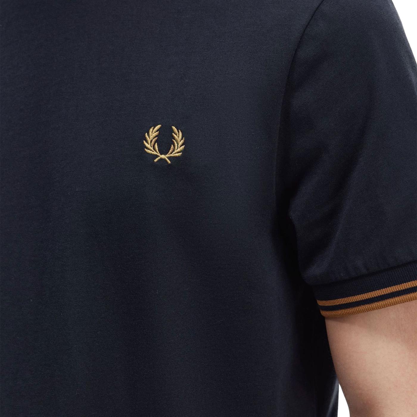 Fred Perry Twin Tipped T-Shirt Navy/Dark Caramel - M1588-M68