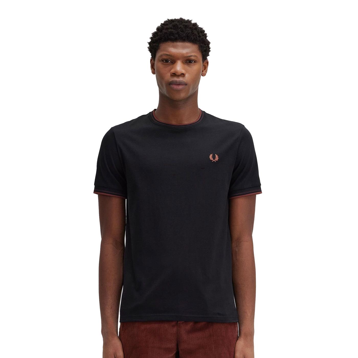 Fred Perry Twin Tipped T-Shirt Black/Carrington Brick - M1588-W68