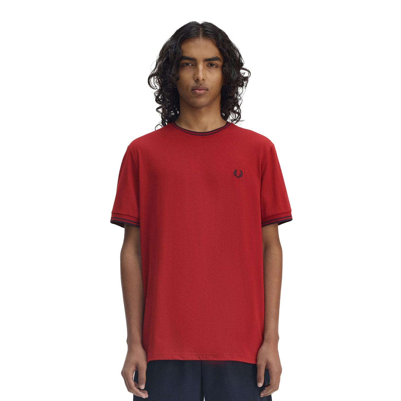 Fred Perry Twin Tipped T-Shirt Burnt Red/Navy - M1588-Y35