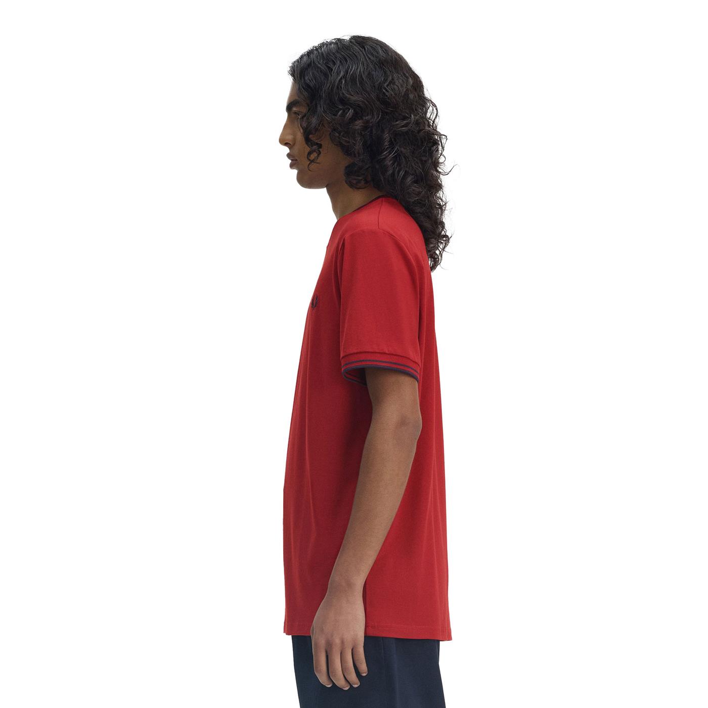 Fred Perry Twin Tipped T-Shirt Burnt Red/Navy - M1588-Y35