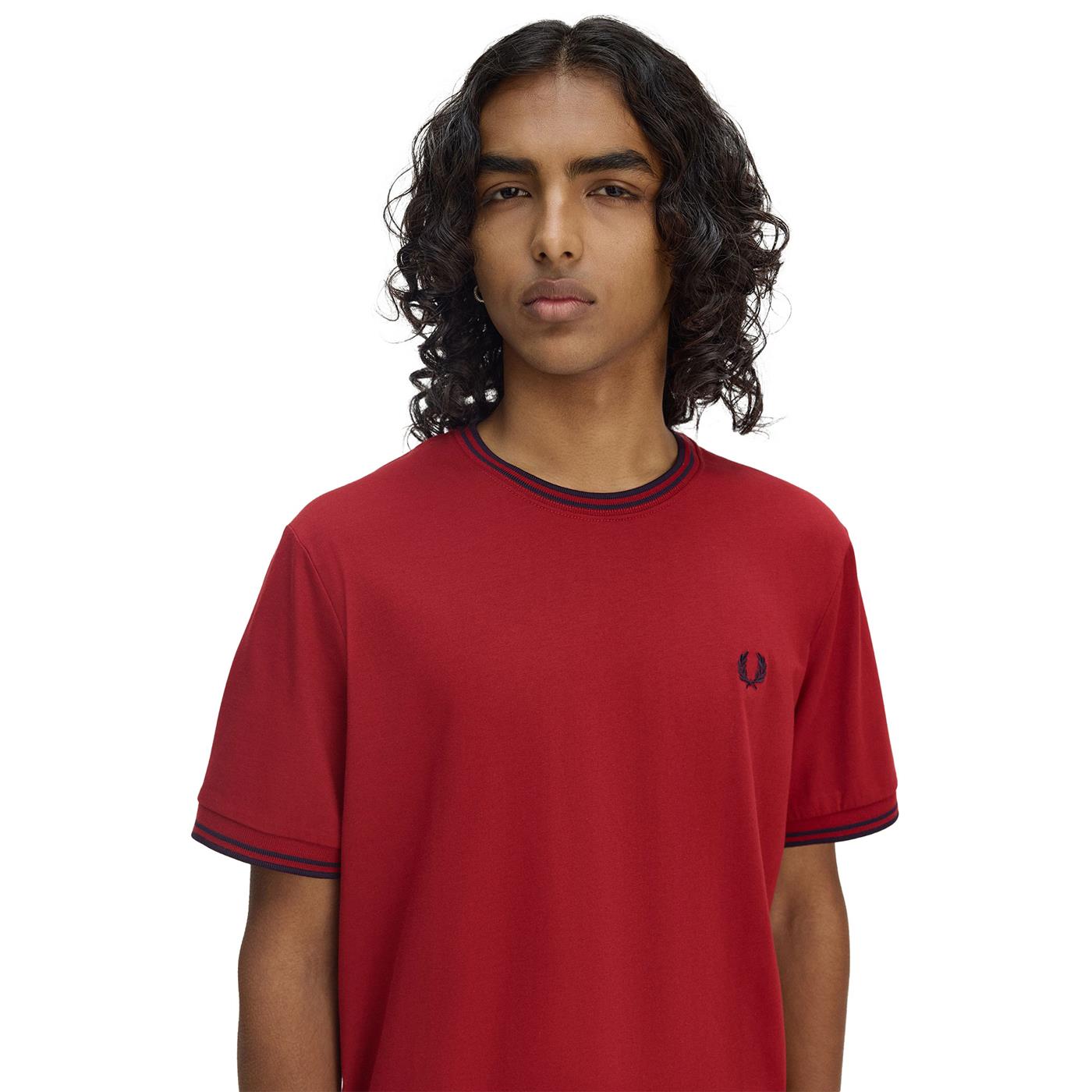 Fred Perry Twin Tipped T-Shirt Burnt Red/Navy - M1588-Y35