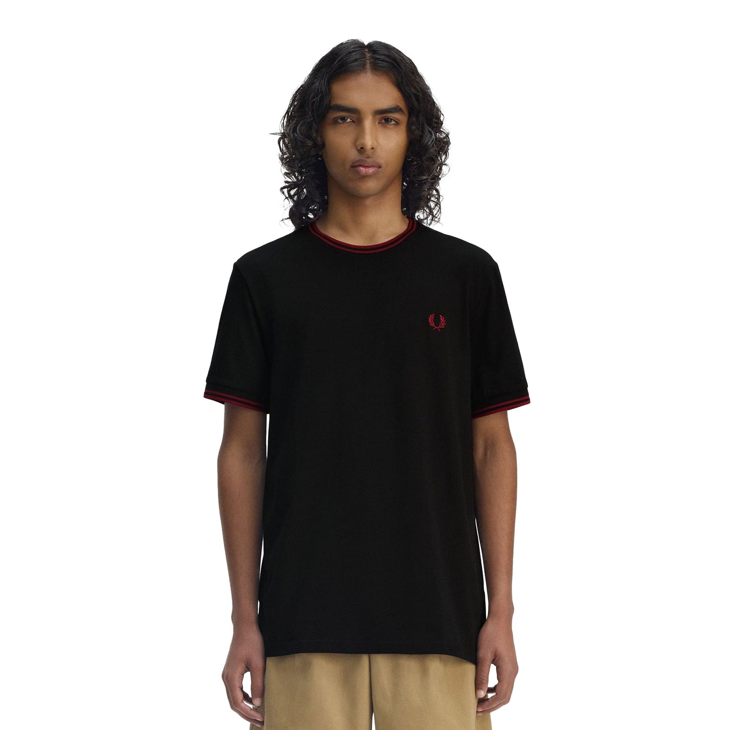 Fred Perry Twin Tipped T-Shirt Black/Burnt Red - M1588-Y42