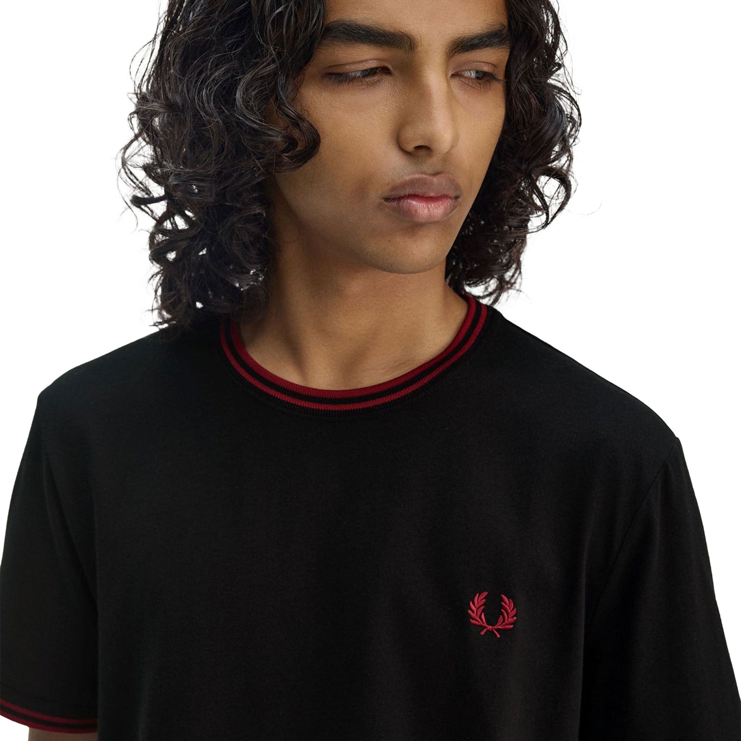 Fred Perry Twin Tipped T-Shirt Black/Burnt Red - M1588-Y42
