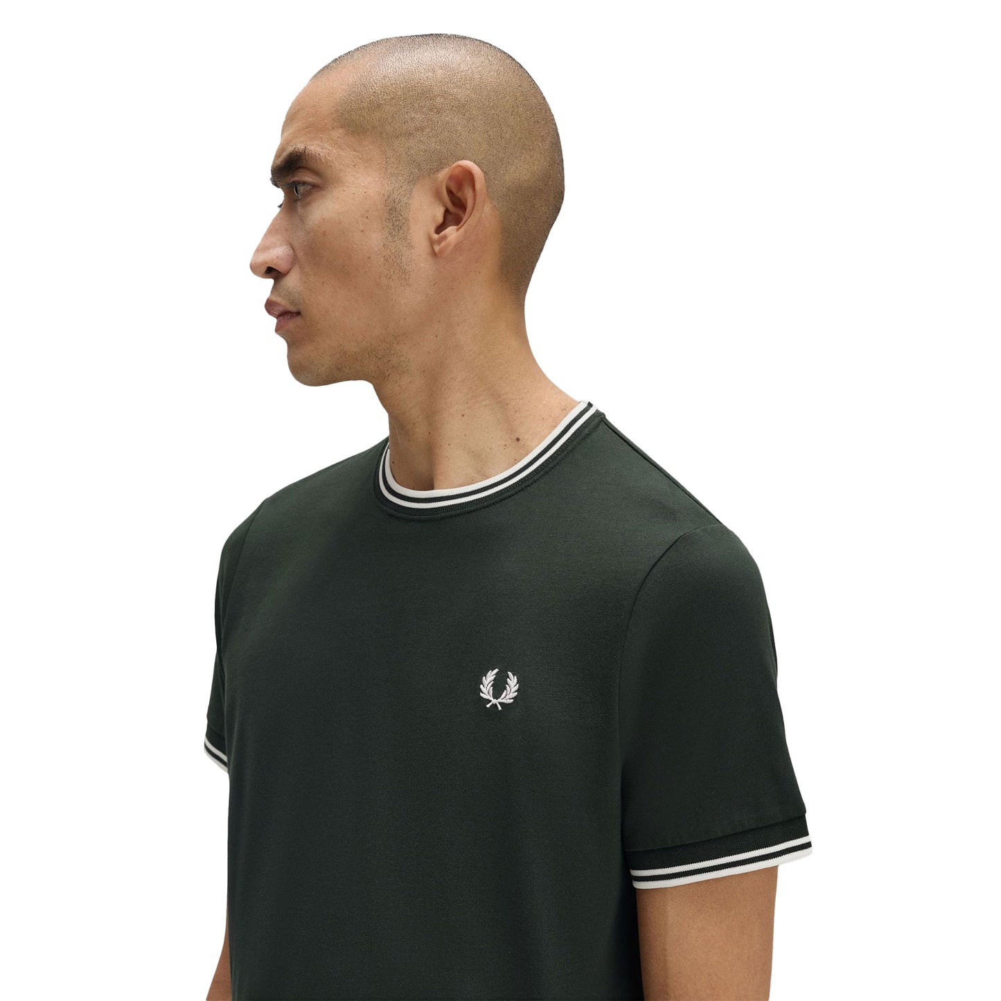 Fred Perry Twin Tipped T-Shirt Night Green/Snow White - M1588V-T50
