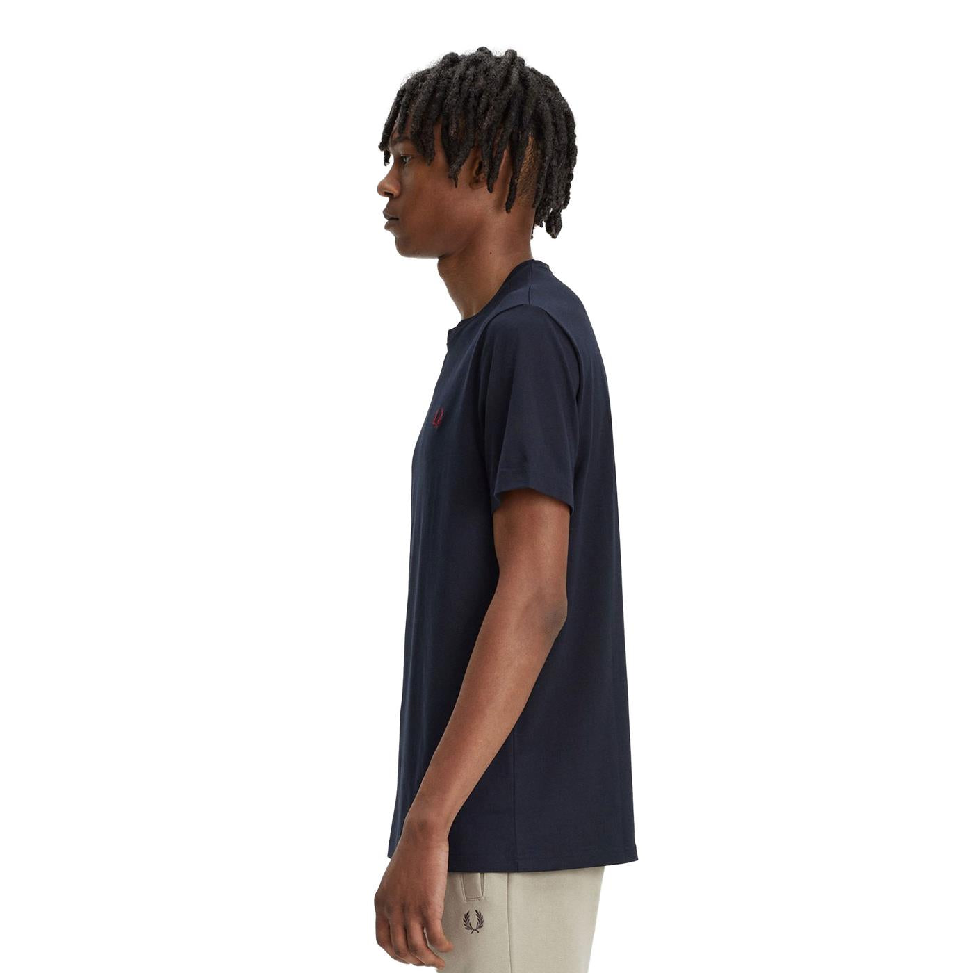 Fred Perry Crew Neck T-Shirt Navy/Burnt Red - M1600-V73