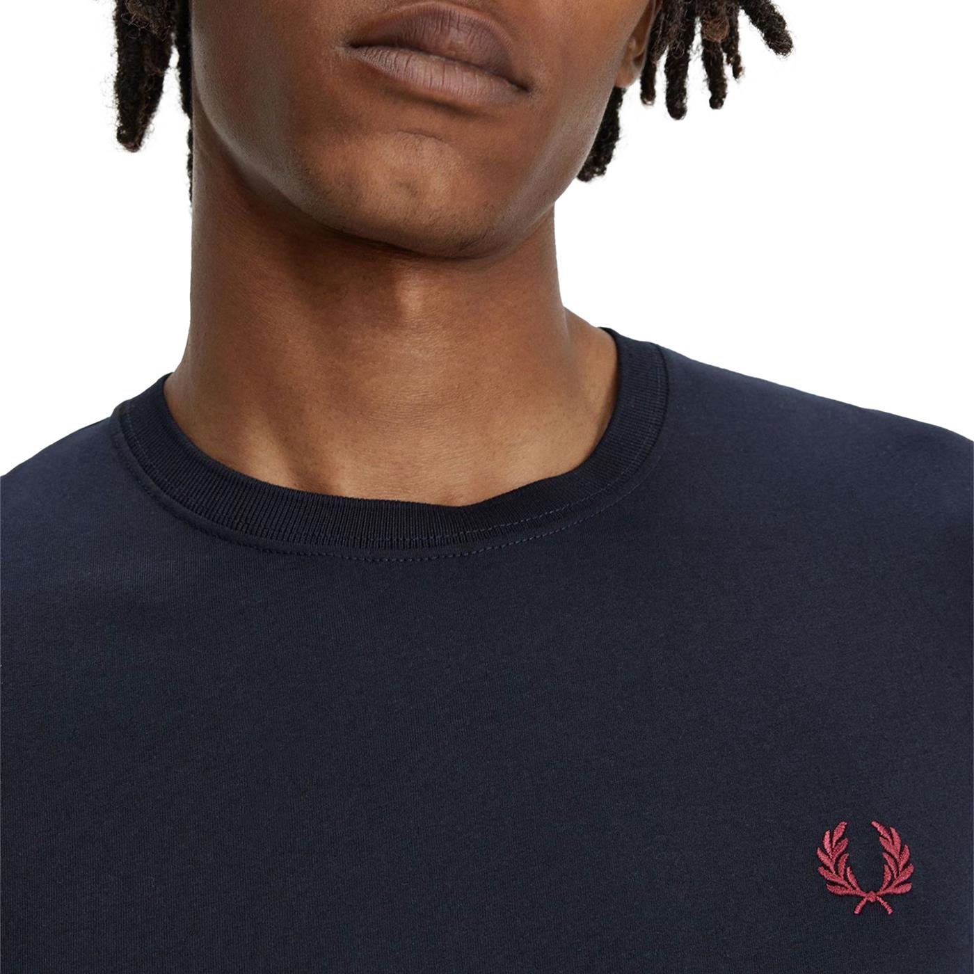 Fred Perry Crew Neck T-Shirt Navy/Burnt Red - M1600-V73