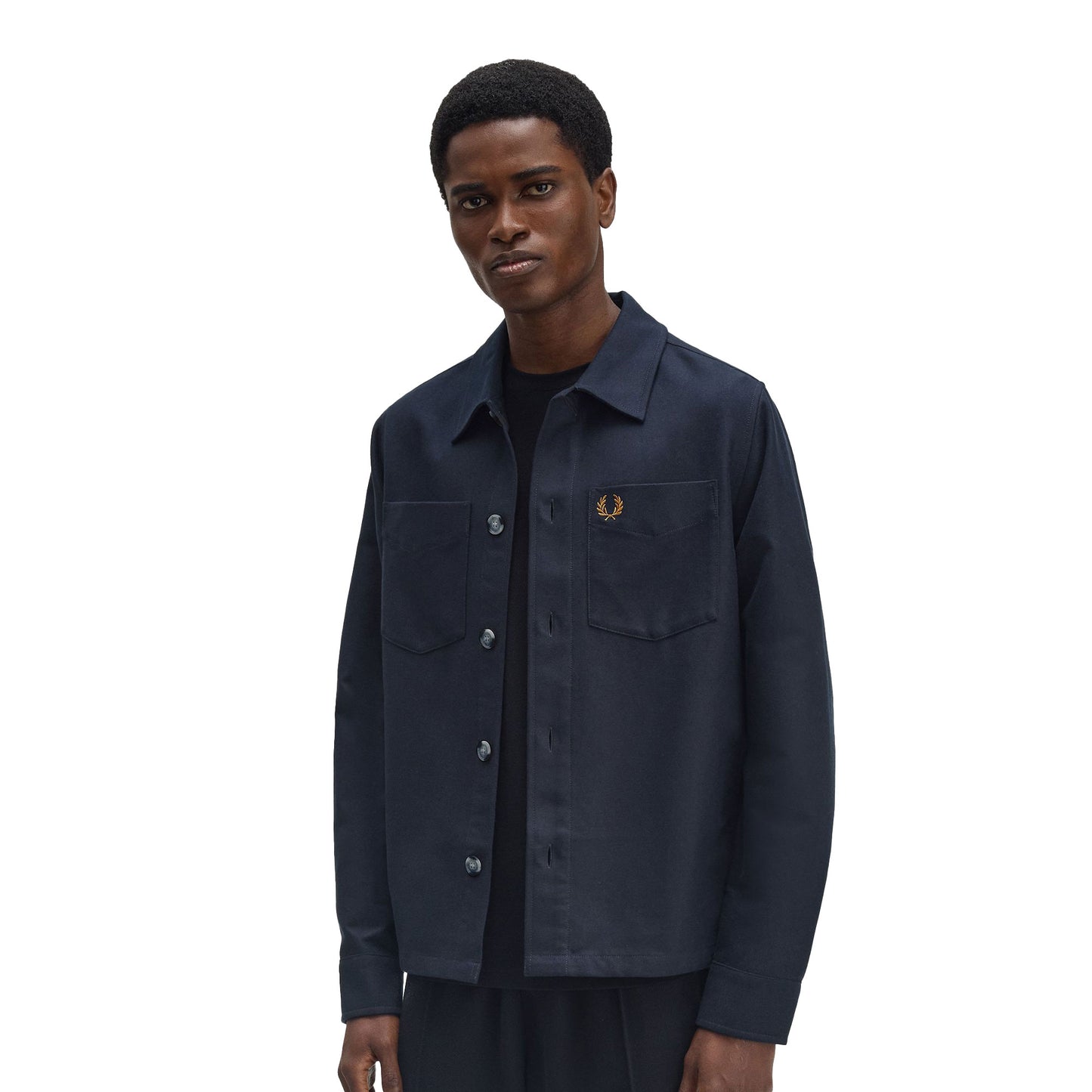 Fred Perry Brushed Twill Overshirt Navy - M1723-608
