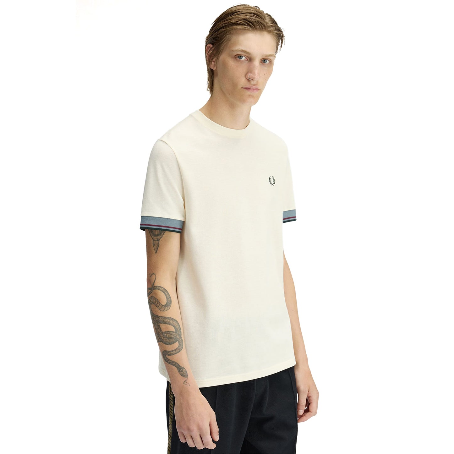 Fred Perry Twin Tipped Cuff T-Shirt Ecru - M2396-560