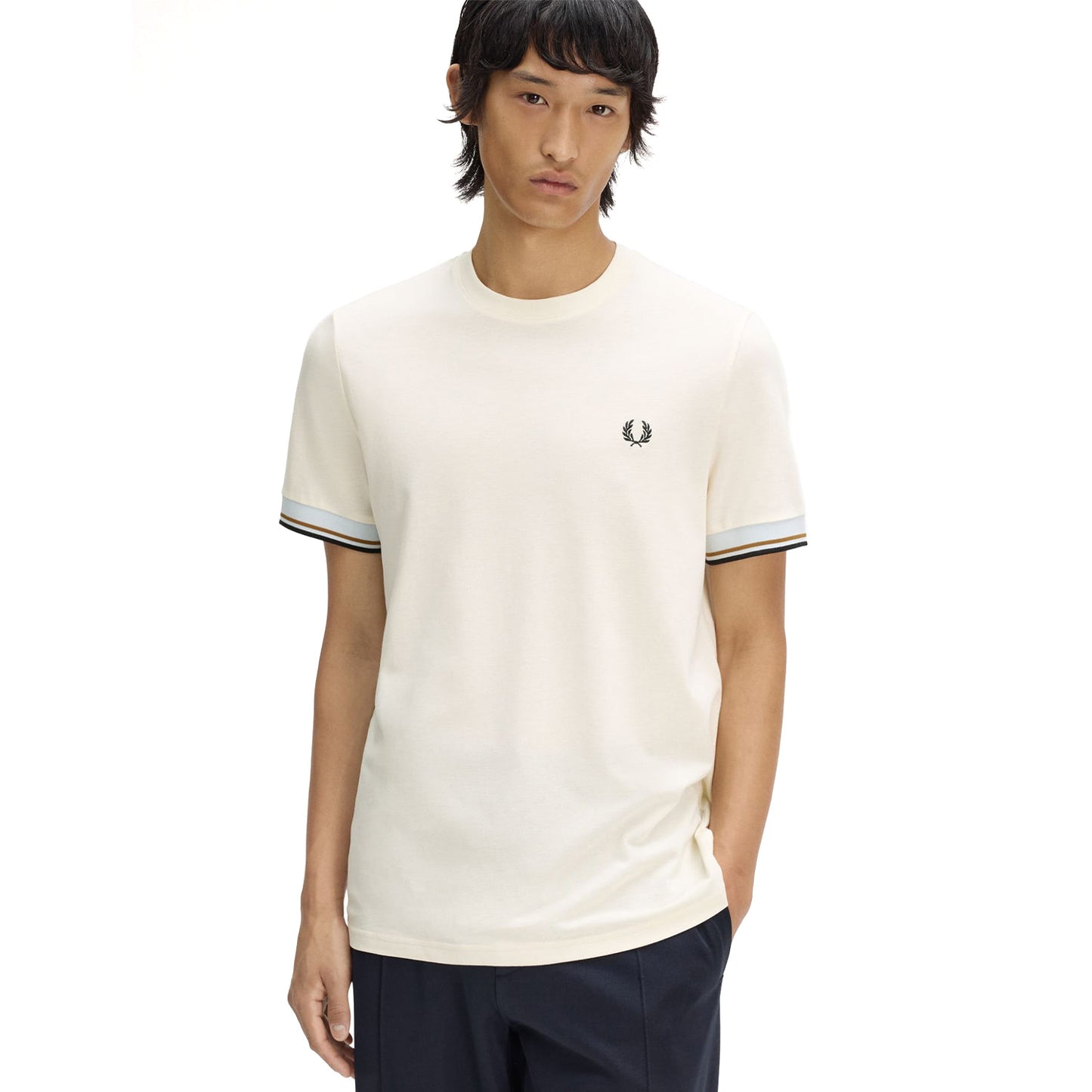 Fred Perry Twin Tipped Cuff T-Shirt Ecru - M2396-91B