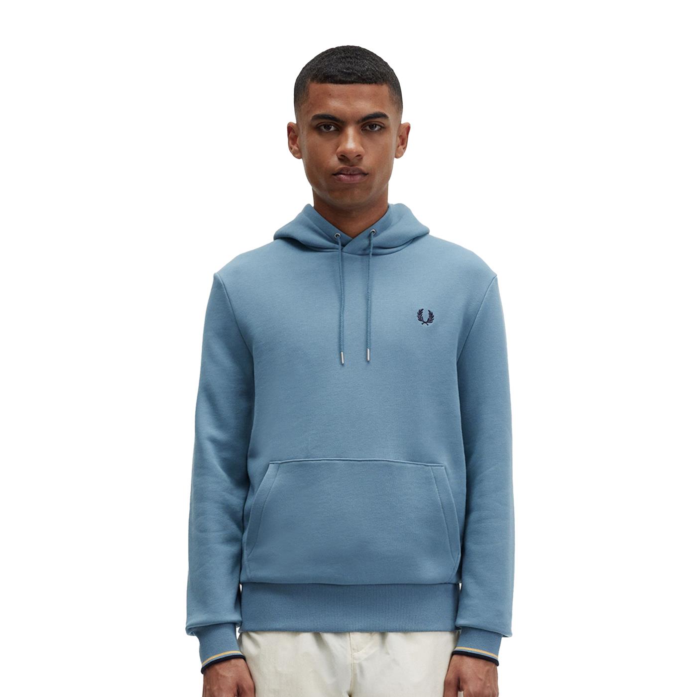 Fred Perry Tipped Hooded Sweatshirt Ash Blue - M2643-P13
