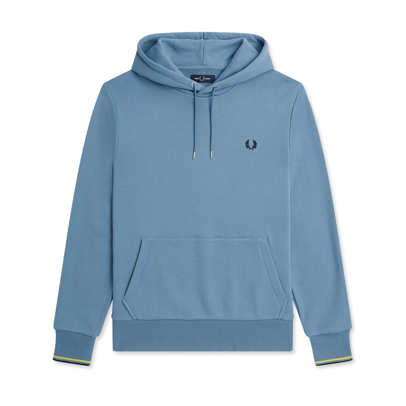 Fred Perry Tipped Hooded Sweatshirt Ash Blue - M2643-P13