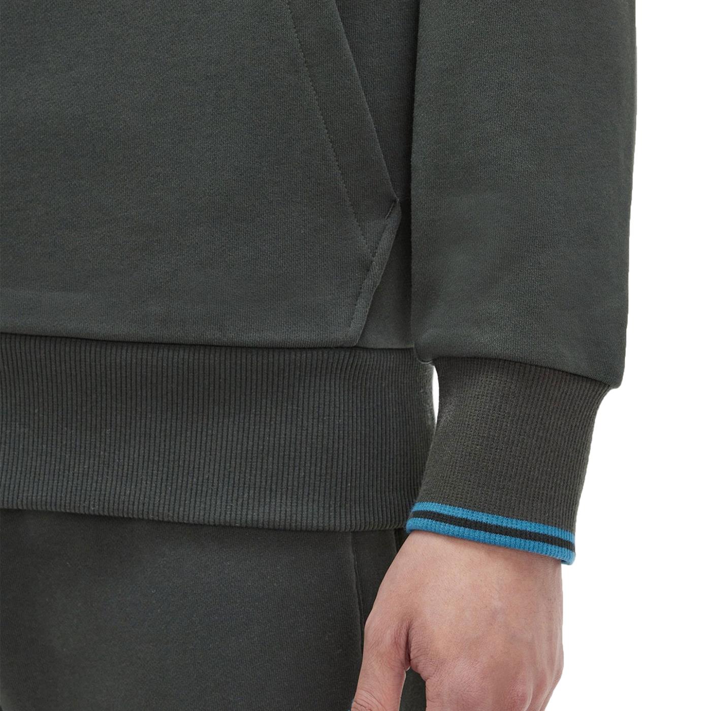 Fred Perry Tipped Hooded Sweatshirt Night Green/Ocean - M2643-W64