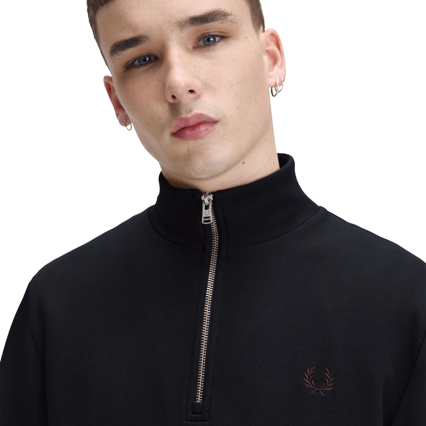 Fred Perry Half-Zip Sweatshirt Navy/Brandy/Rich Brown - M3574-75C