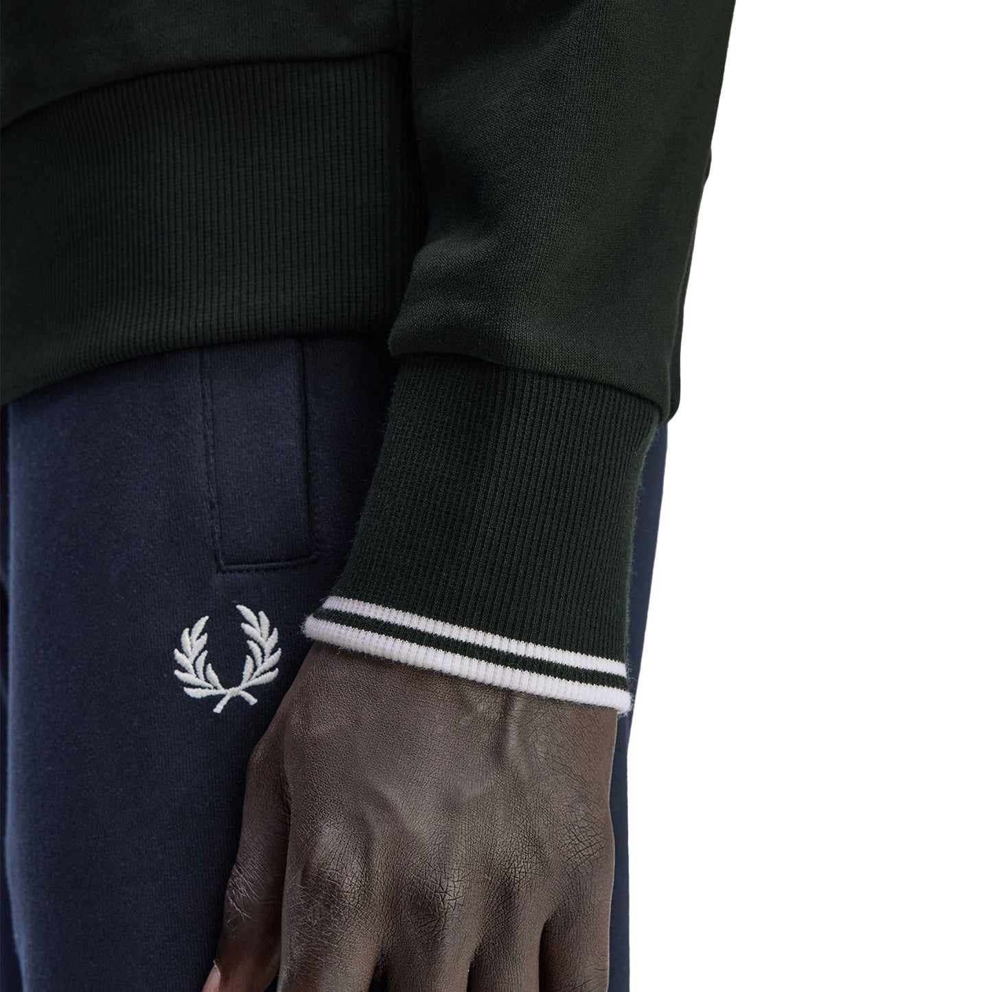 Fred Perry Half-Zip Sweatshirt Night Green/Snow White - M3574-T50