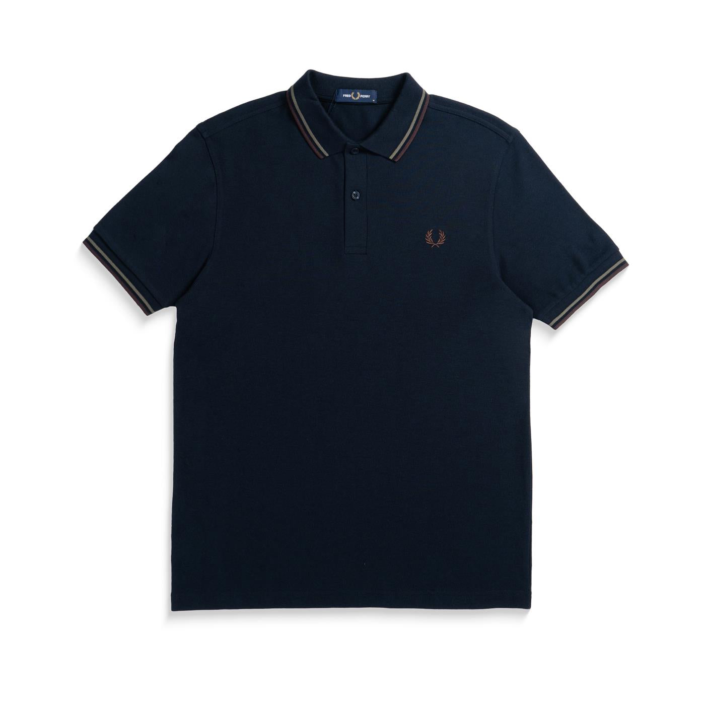 Fred Perry Twin Tipped Polo Shirt Navy/Laurel Wreath Green - M3600-W65