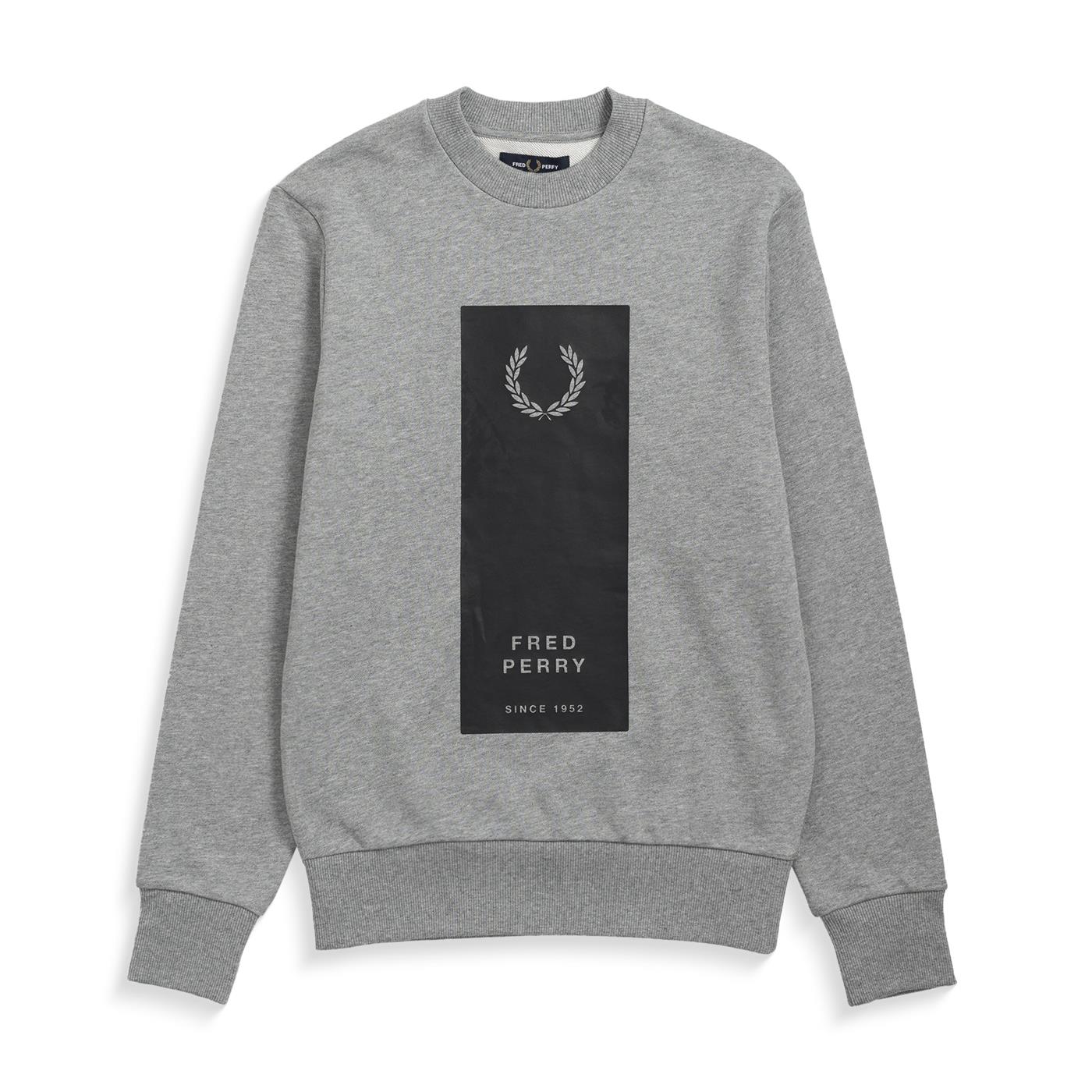 Fred Perry Block Print Sweatshirt Steel Marl - M3701-420