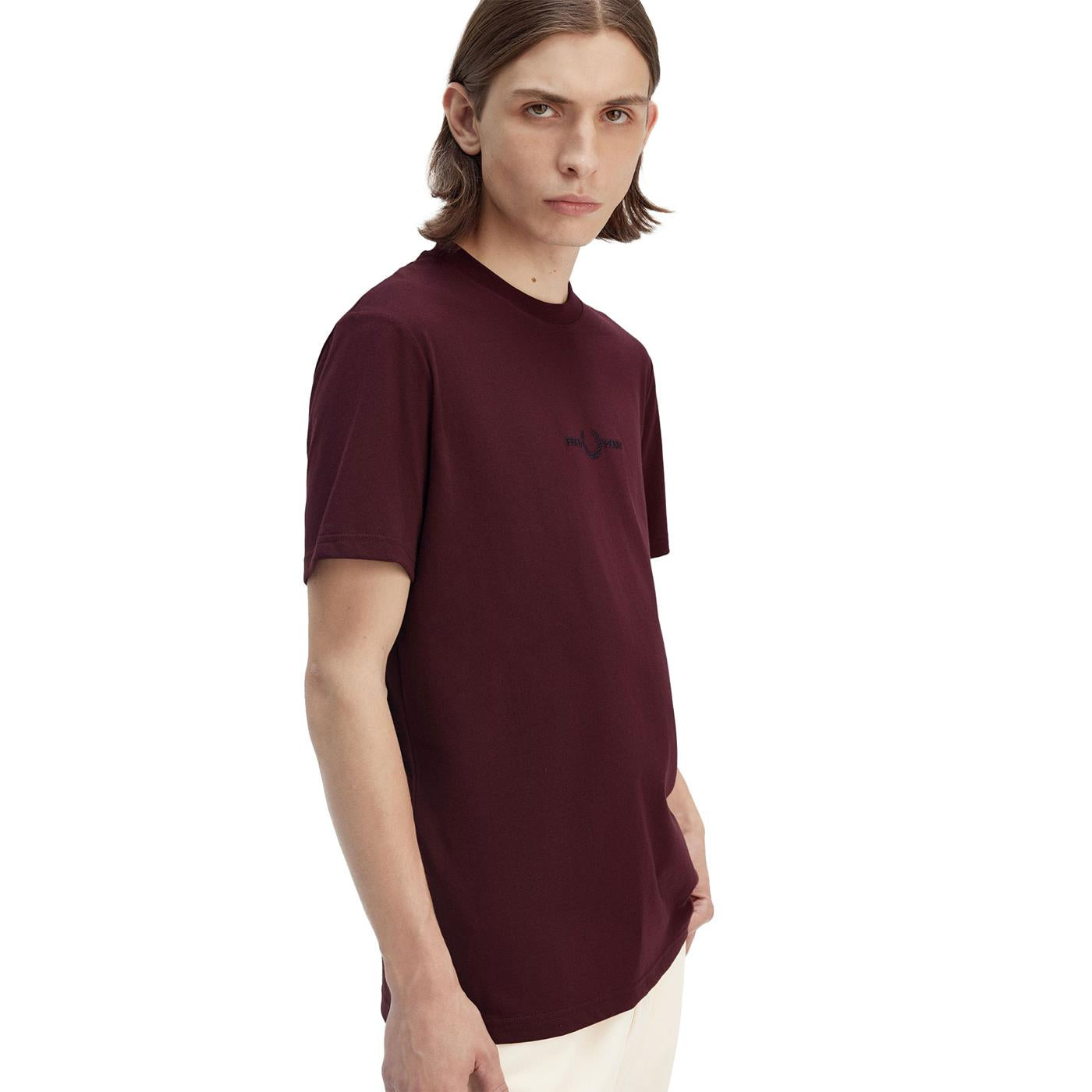 Fred Perry Embroidered T-Shirt Oxblood - M4580-K22