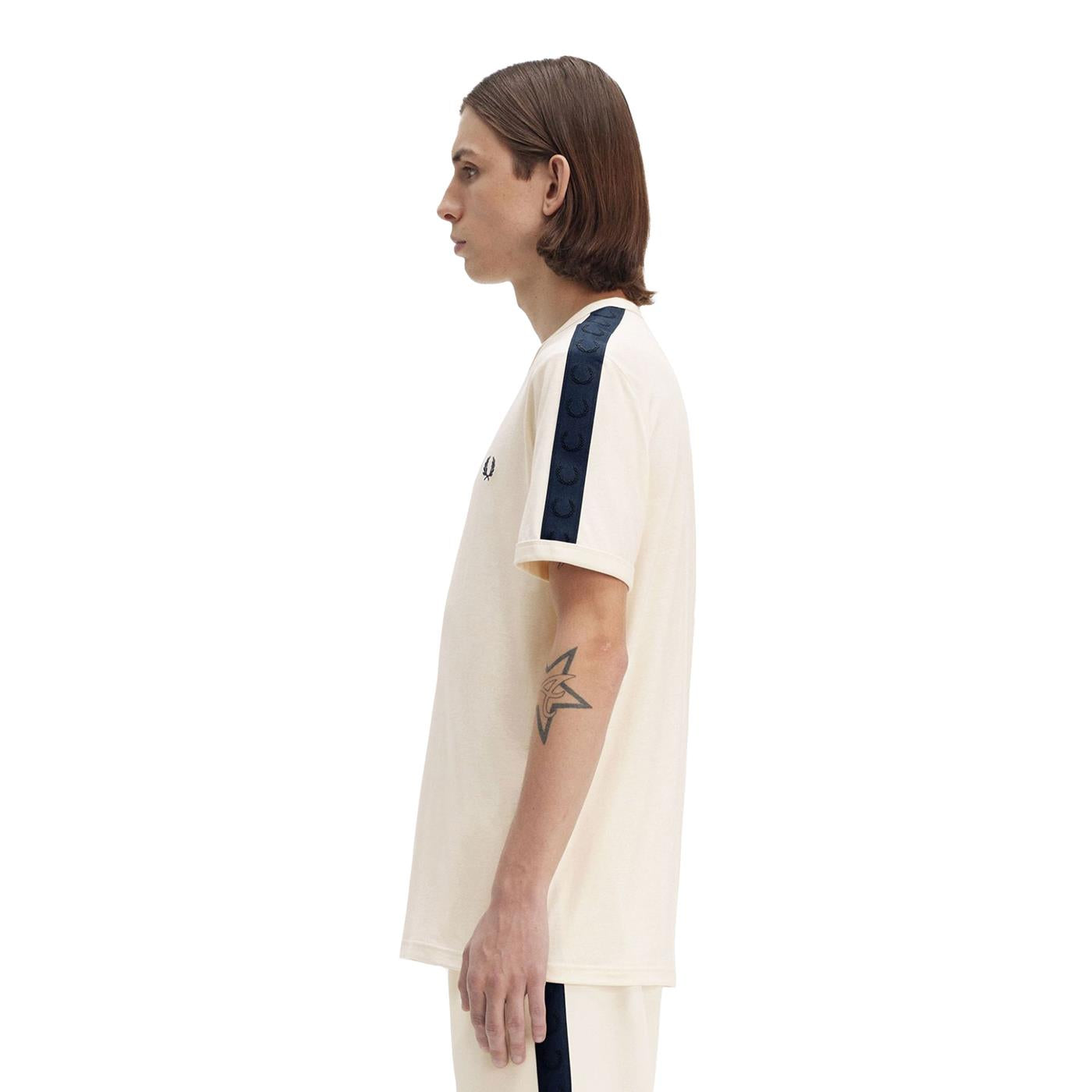 Fred Perry Contrast Tape Ringer T-Shirt Ecru - M4613-170