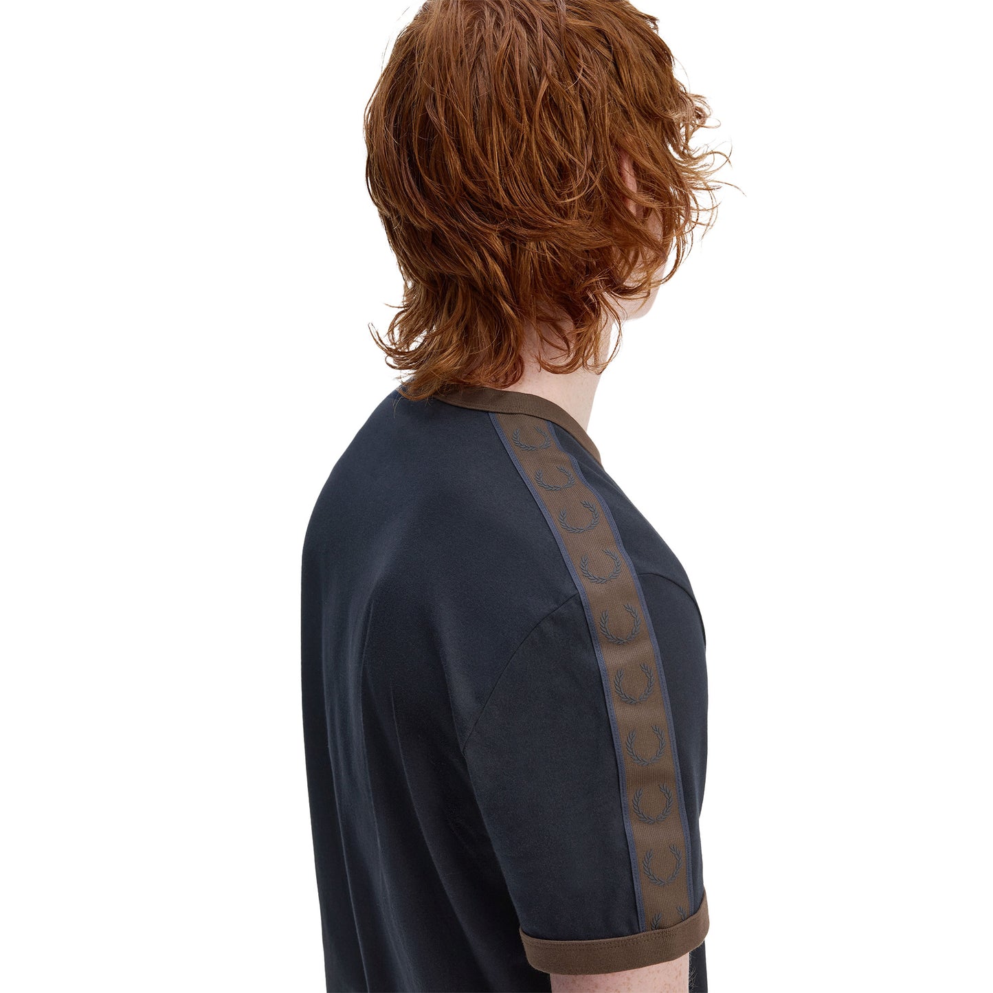 Fred Perry Contrast Tape Ringer T-Shirt Navy/Burnt Tobacco - M4613-40A