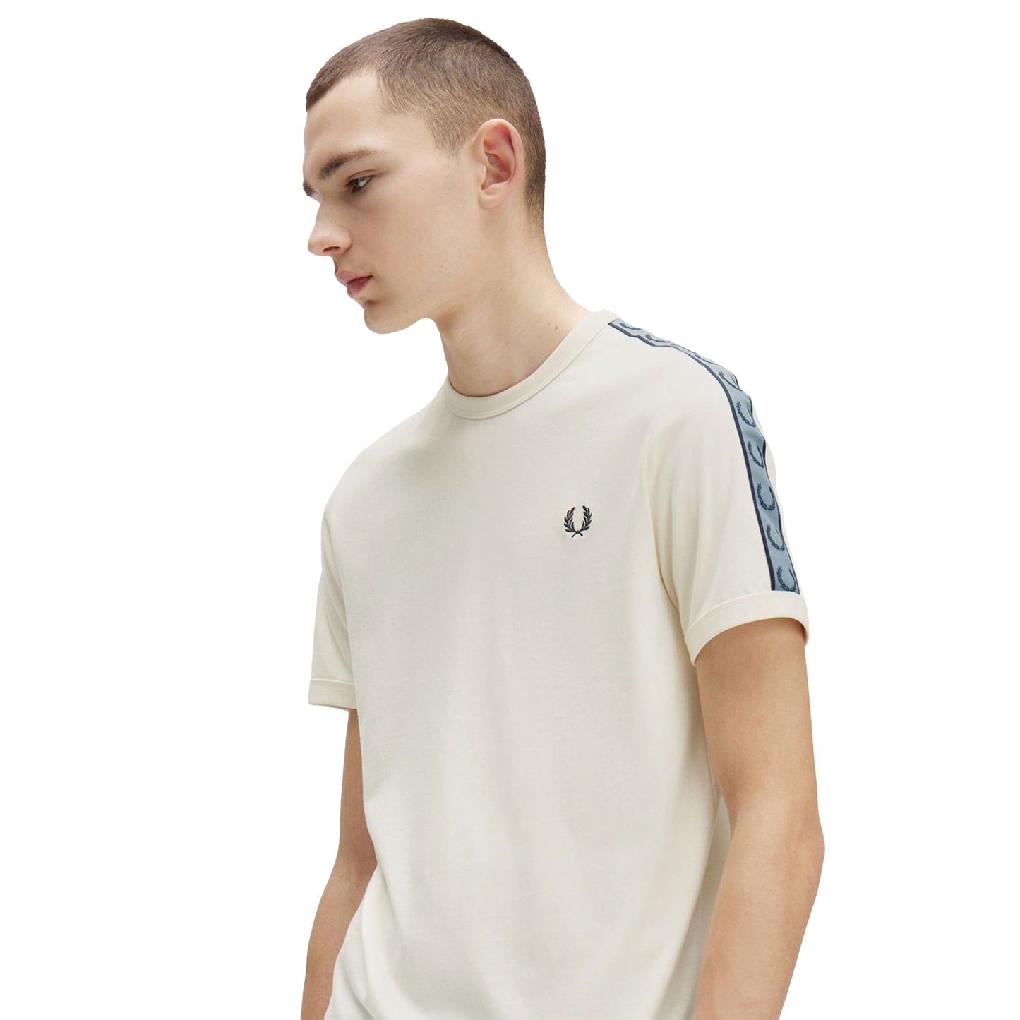 Fred Perry Contrast Tape Ringer T-Shirt Ecru/Navy - M4613-729