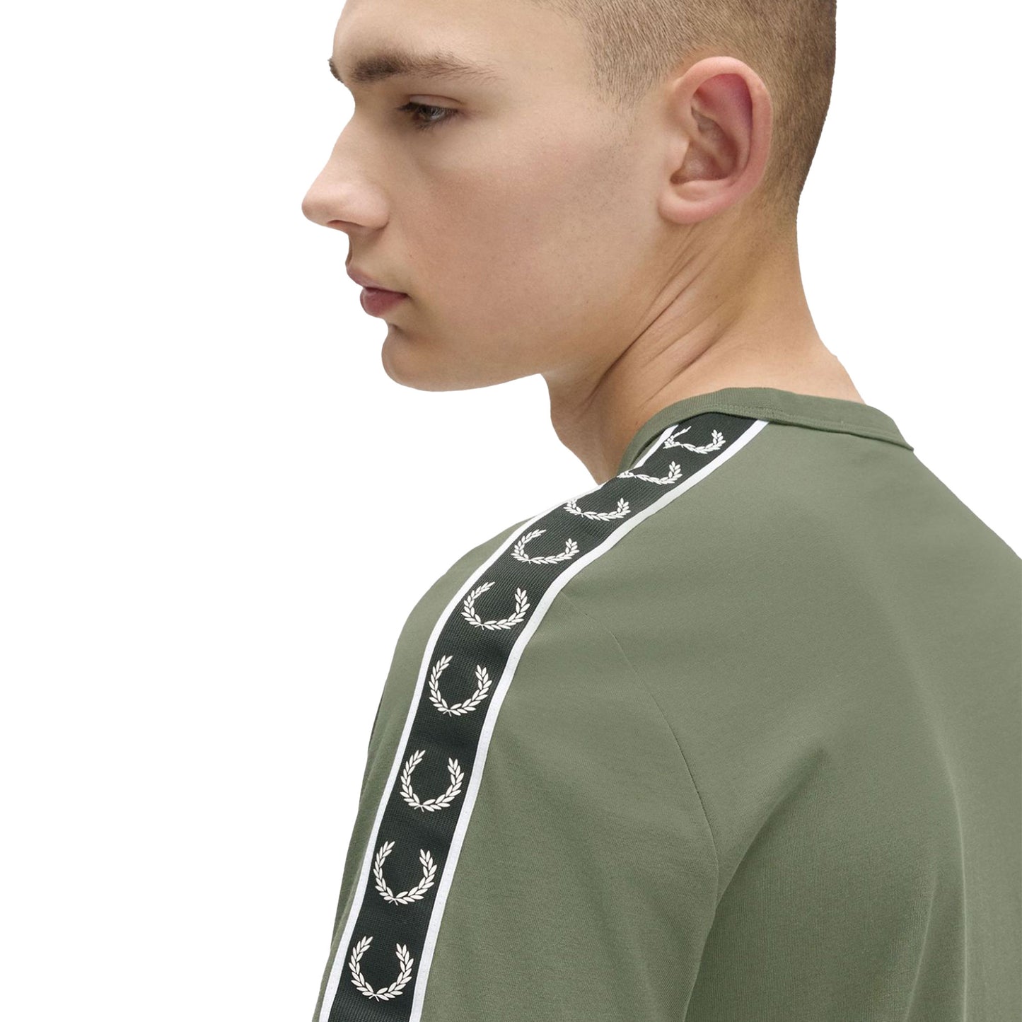 Fred Perry Contrast Tape Ringer T-Shirt Laurel Wreath Green - M4613-Z50