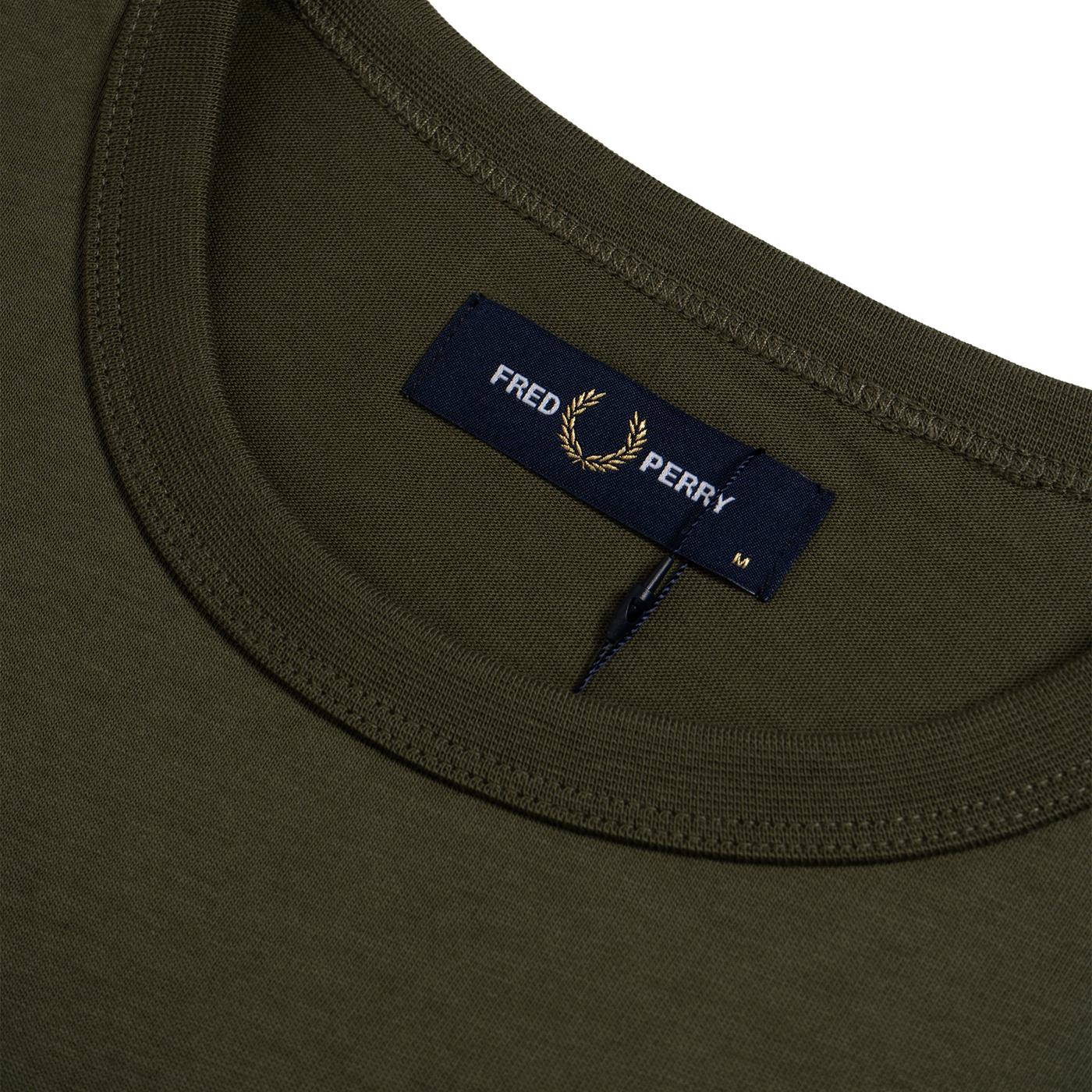 Fred Perry Constrast Cuff Laurel LS T-Shirt Uniform Green - M5688-Q55