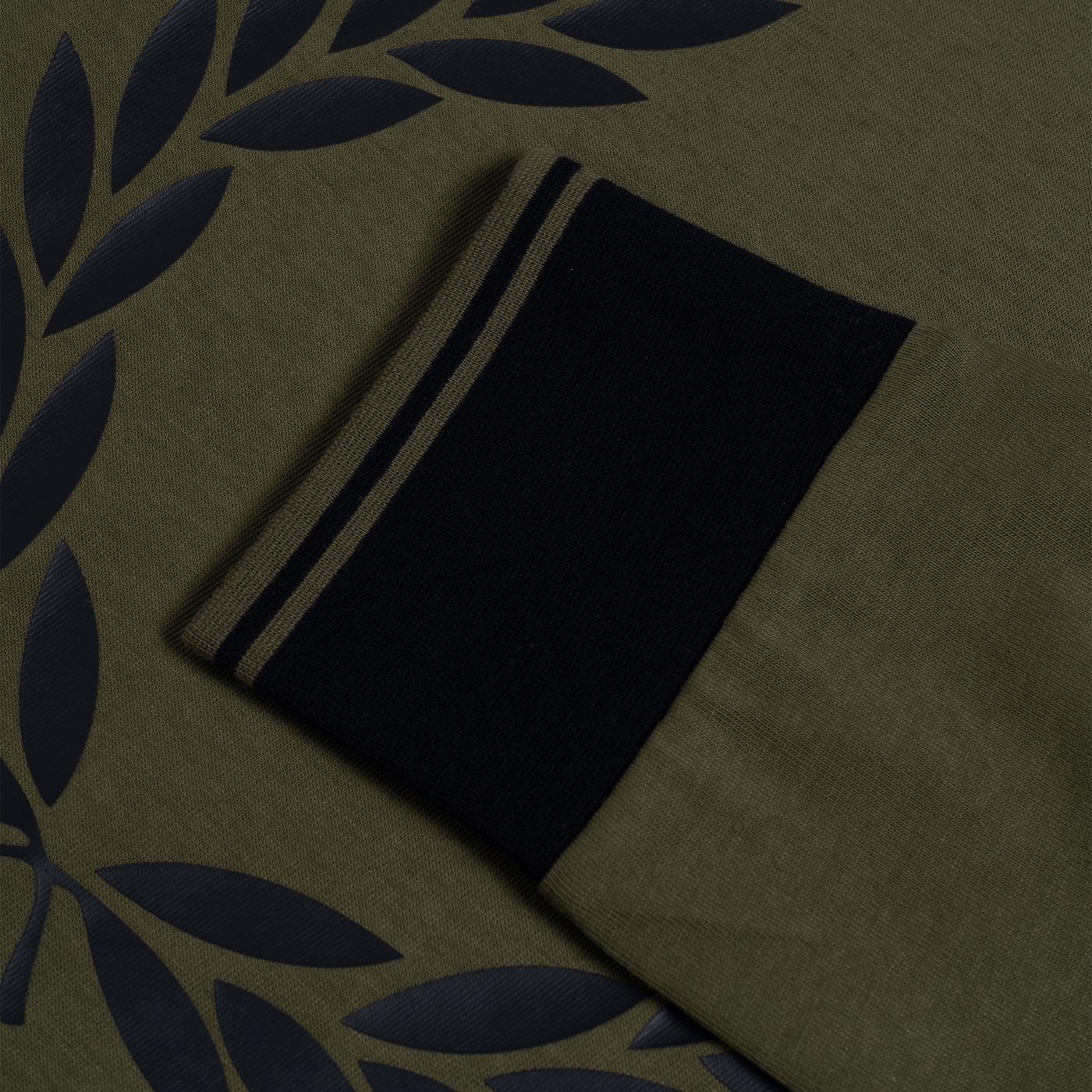 Fred Perry Constrast Cuff Laurel LS T-Shirt Uniform Green - M5688-Q55