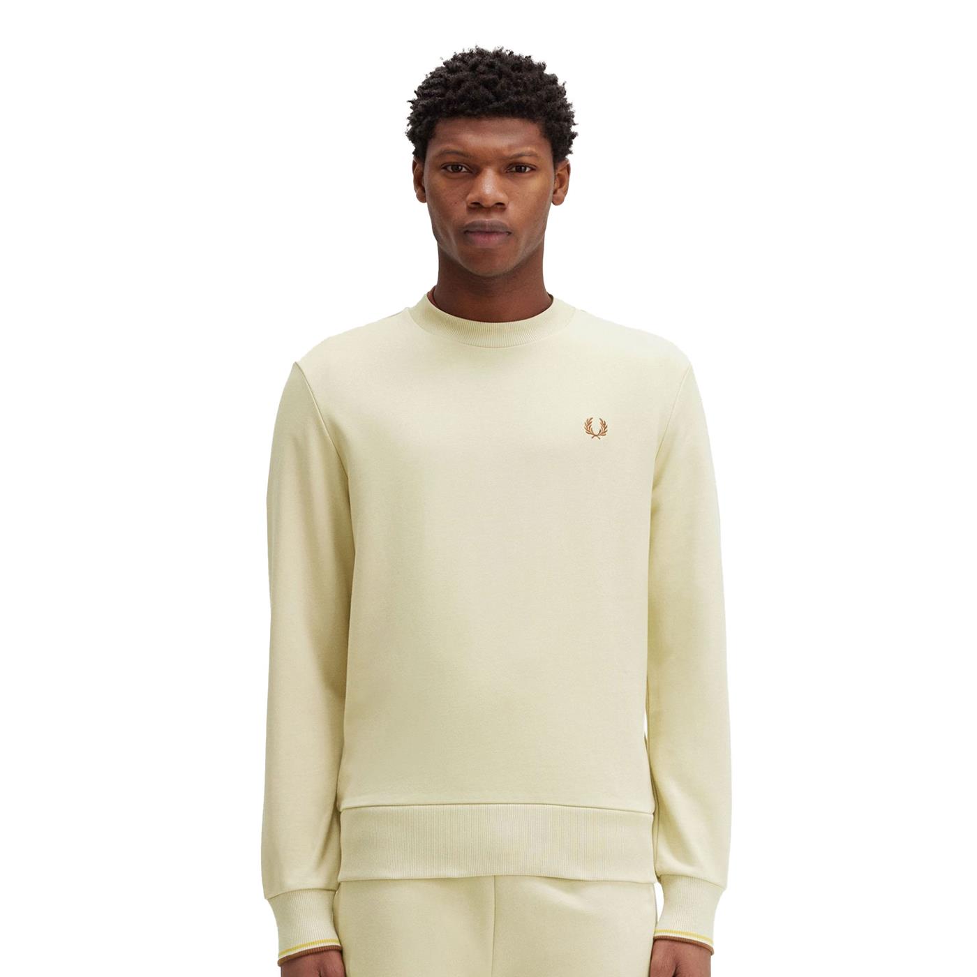 Fred Perry Crewneck Sweatshirt Oatmeal/Whisky Brown - M7535-W69