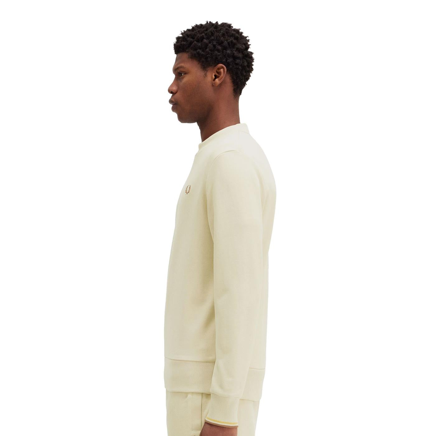 Fred Perry Crewneck Sweatshirt Oatmeal/Whisky Brown - M7535-W69