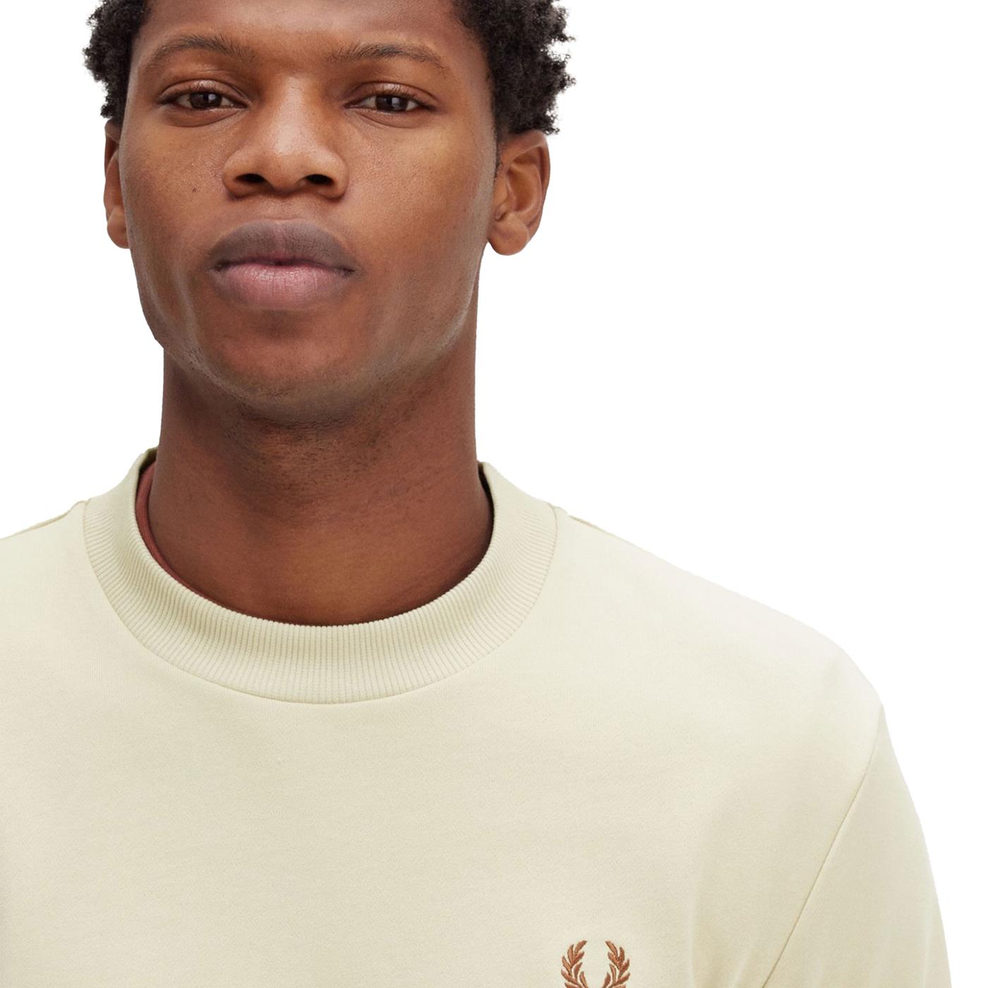 Fred Perry Crewneck Sweatshirt Oatmeal/Whisky Brown - M7535-W69