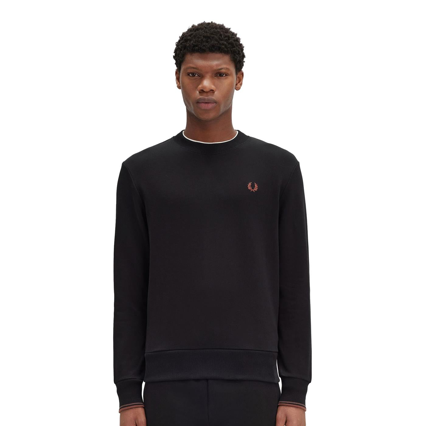 Fred Perry Crewneck Sweatshirt Black/Whisky Brown - M7535-X56