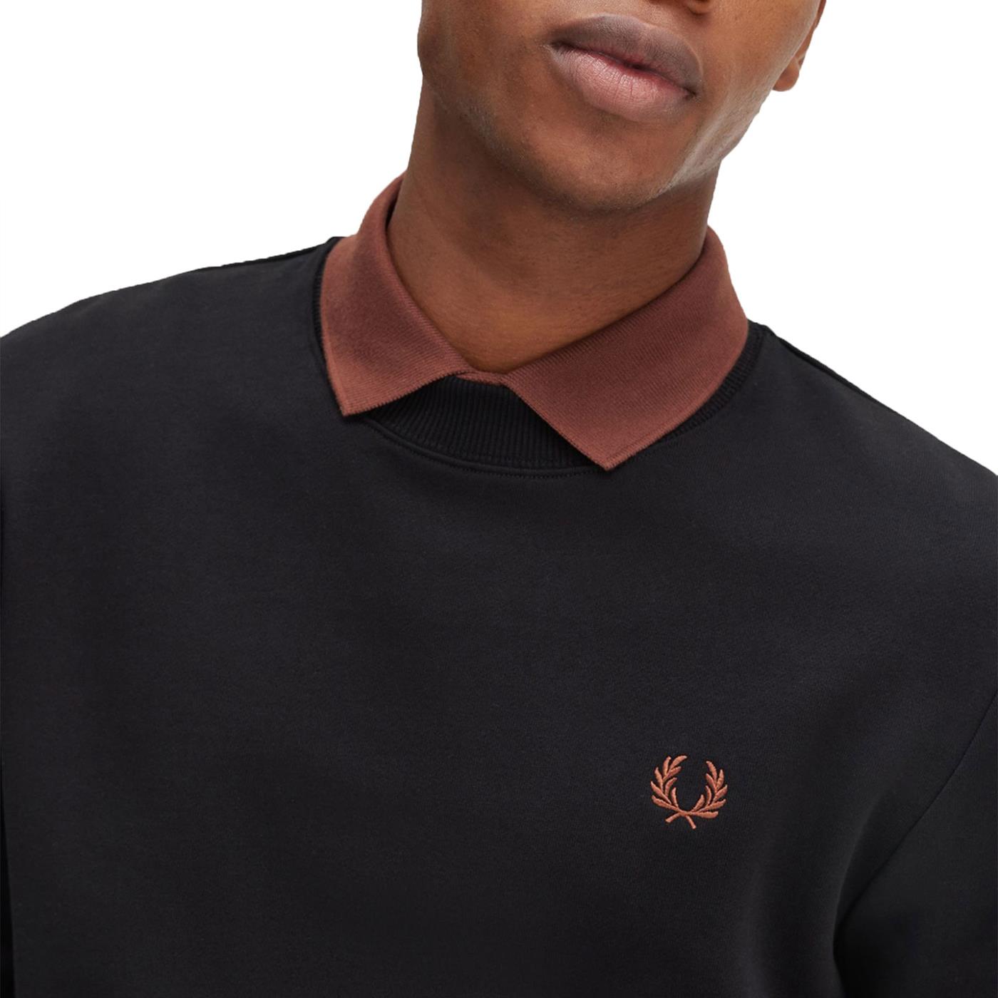 Fred Perry Crewneck Sweatshirt Black/Whisky Brown - M7535-X56