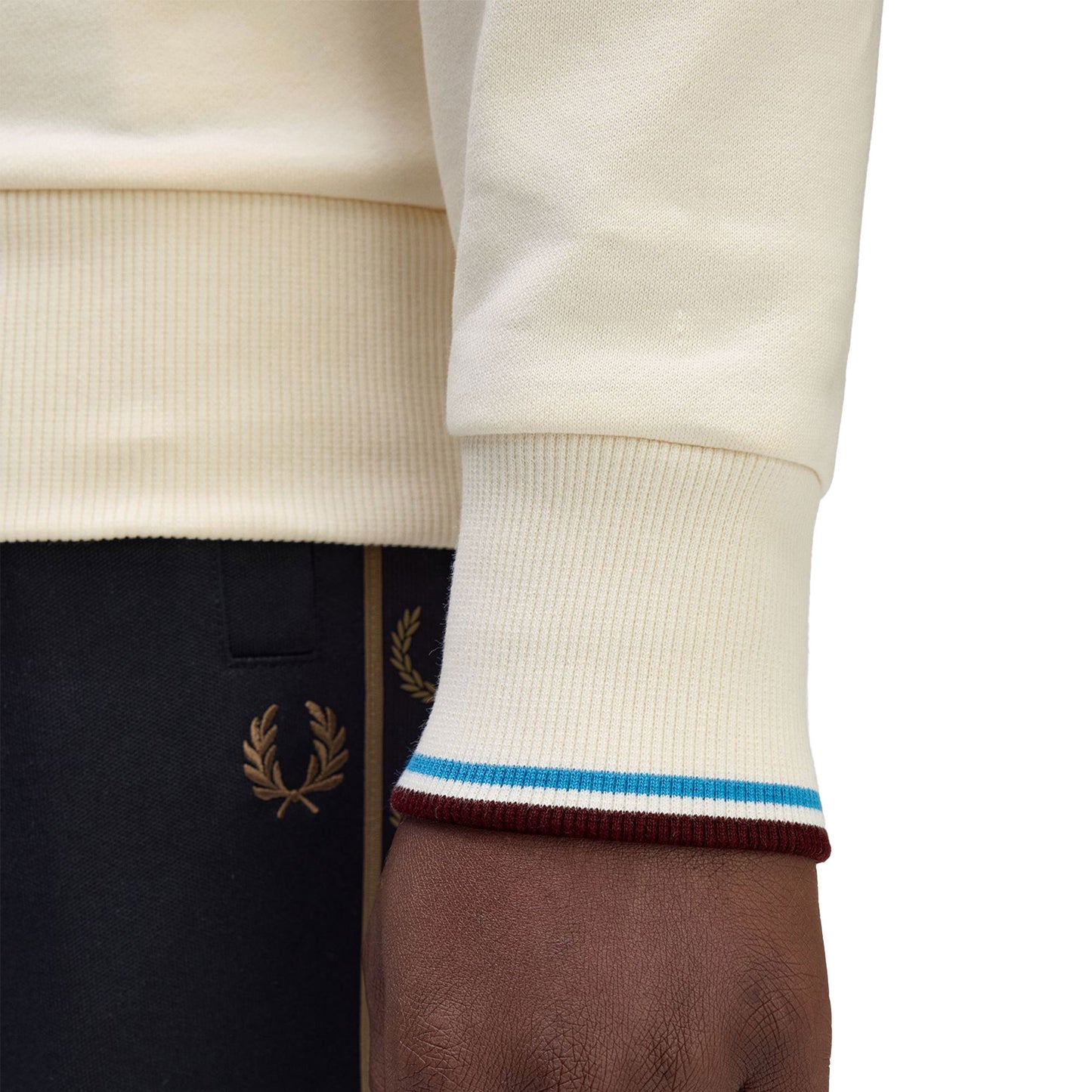 Fred Perry Crewneck Sweatshirt Ecru/Court Blue/Oxblood - M7535-Z46