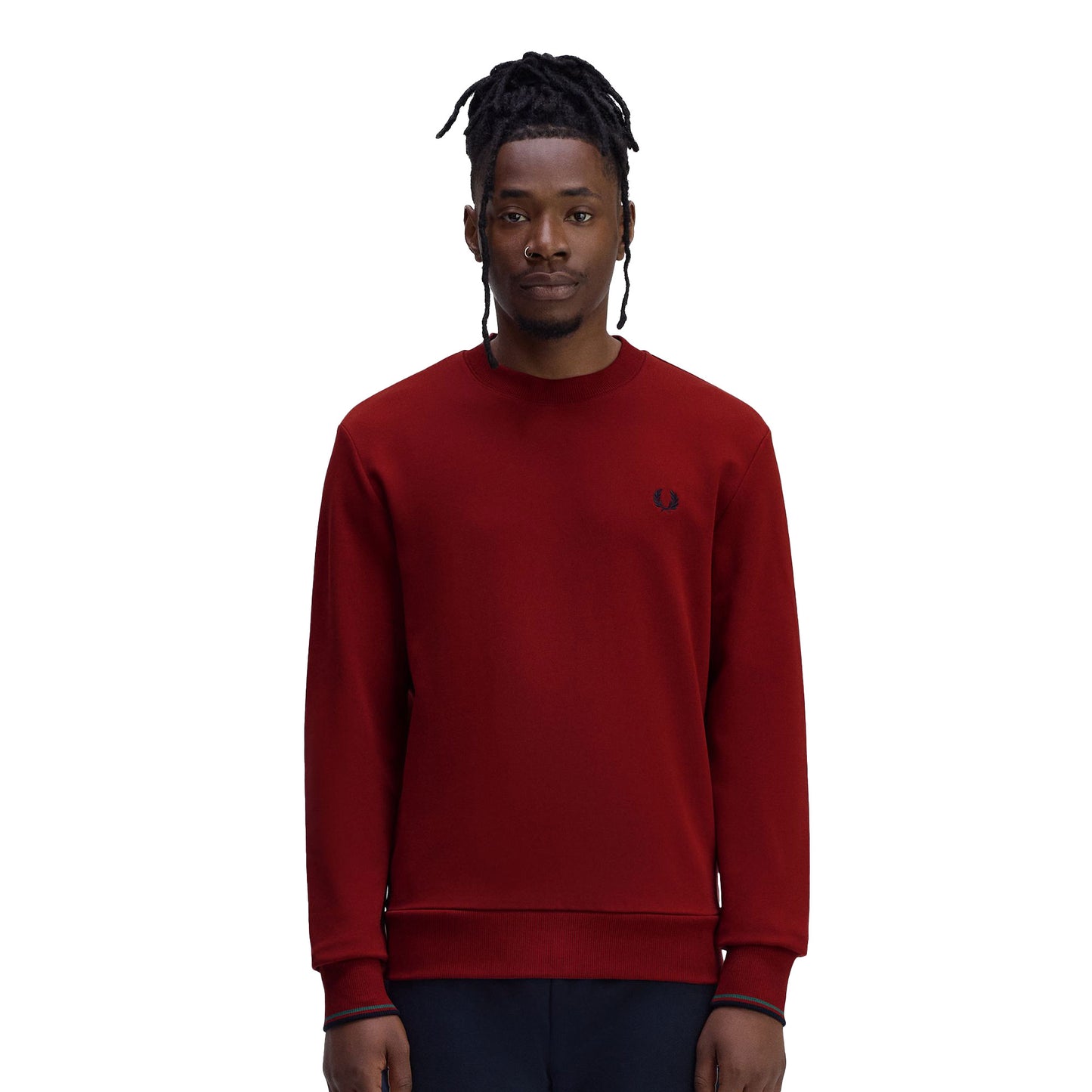Fred Perry Crewneck Sweatshirt Burnt Red/Sport Green/Navy - M7535-Z62