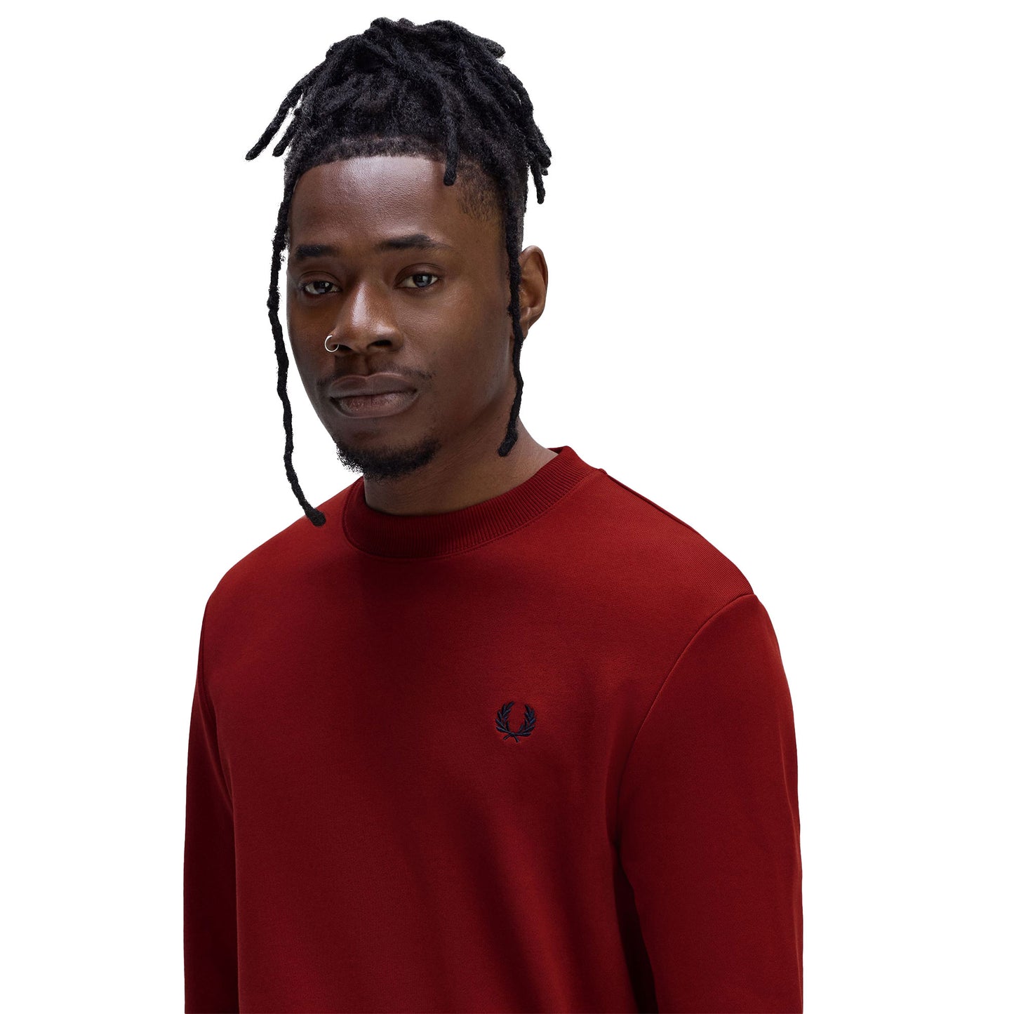 Fred Perry Crewneck Sweatshirt Burnt Red/Sport Green/Navy - M7535-Z62