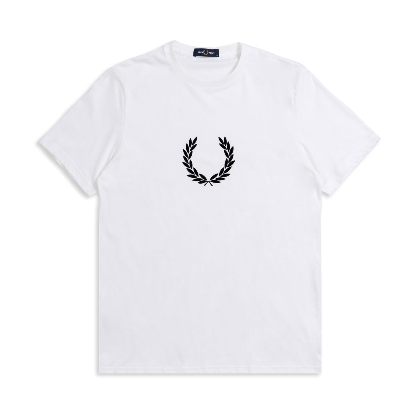 Fred Perry Flocked Laurel Wreath T-Shirt White - M7708-100