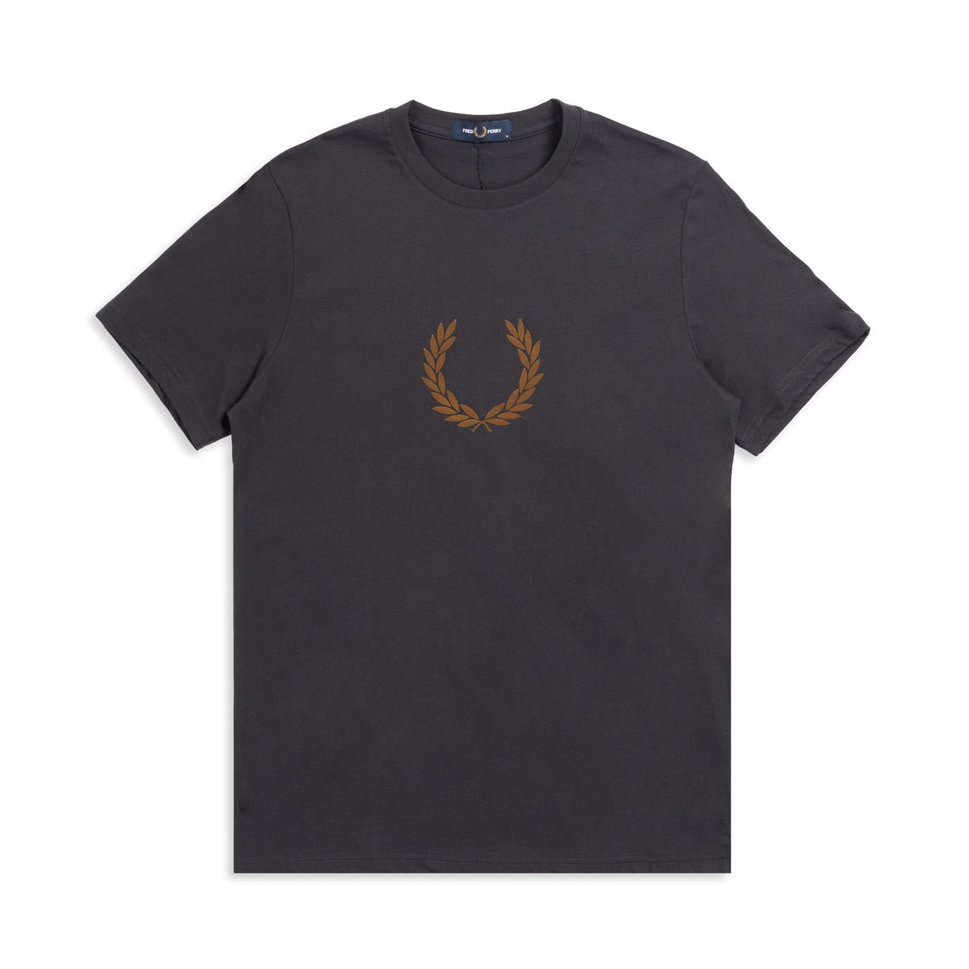 Fred Perry Flocked Laurel Wreath T-Shirt Anchor Grey - M7708-297