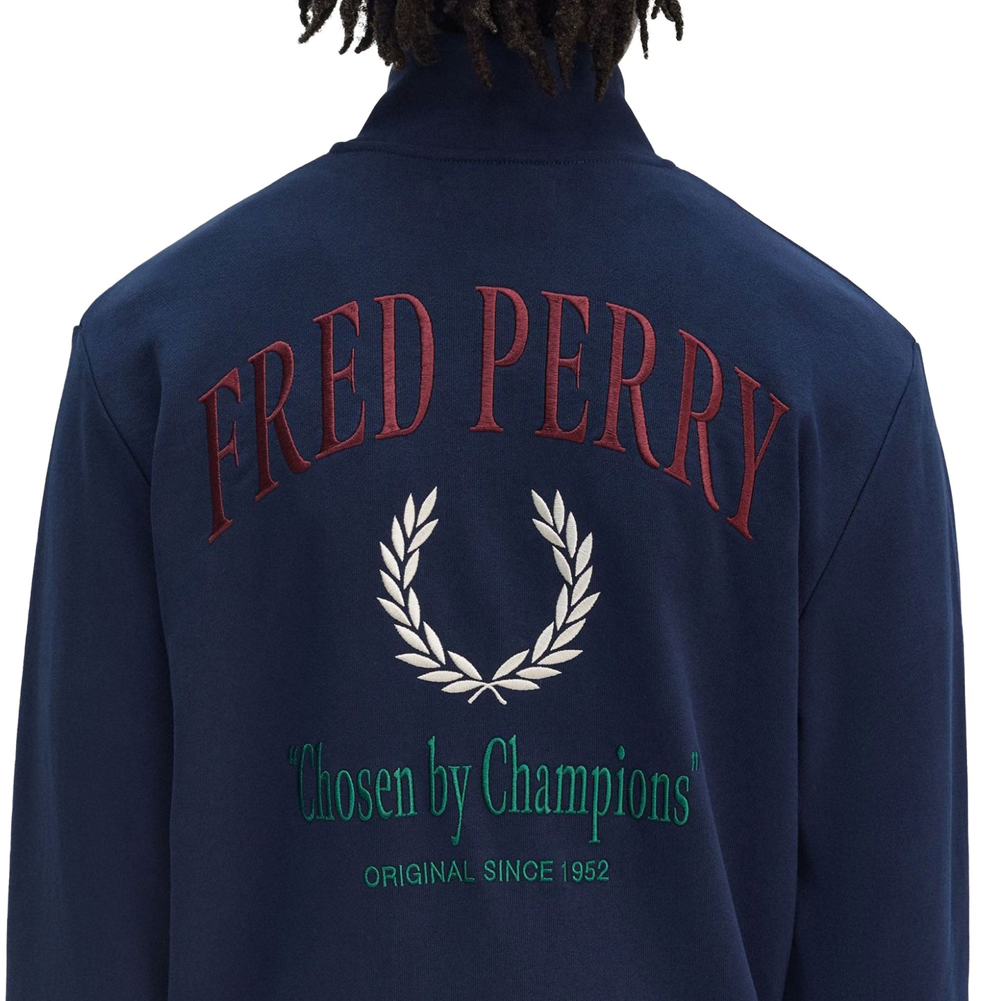 Fred Perry Embroidered Half Zip Sweat Tennis Blue - M9847-X86