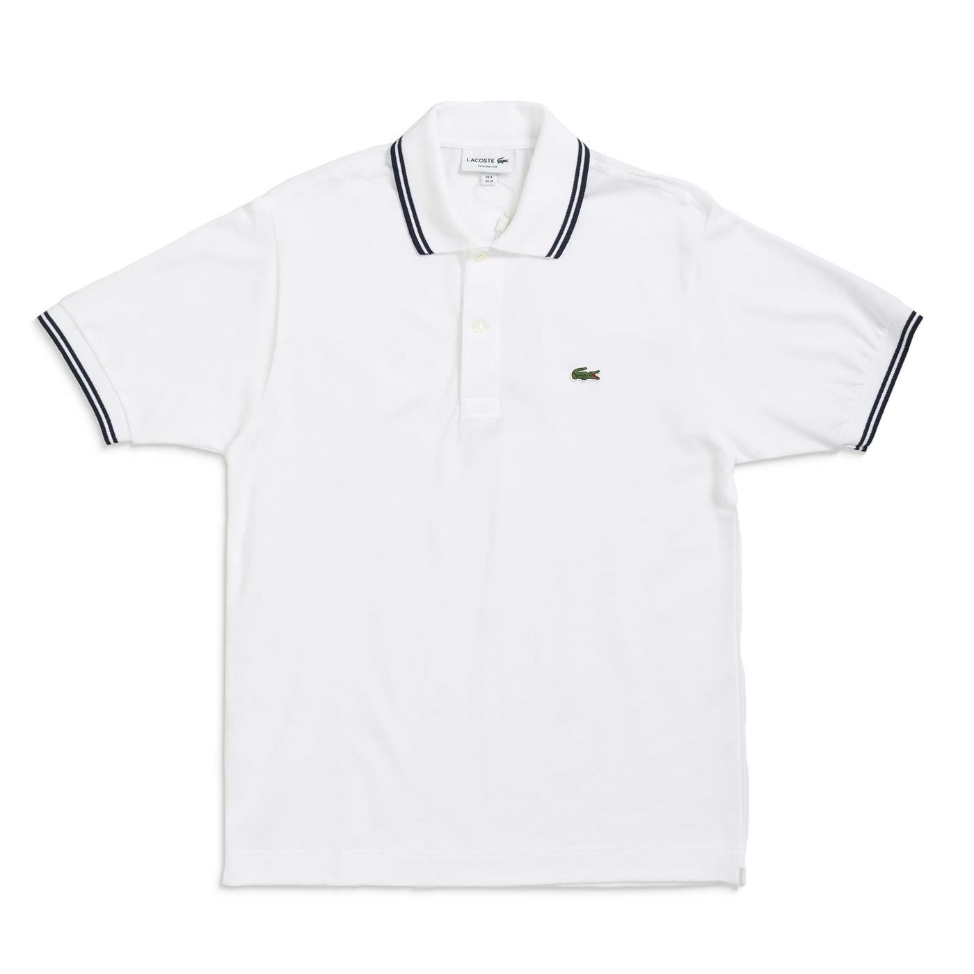 Lacoste Striped Accents Cotton Piqué Polo Shirt White/Navy - PH2384-522