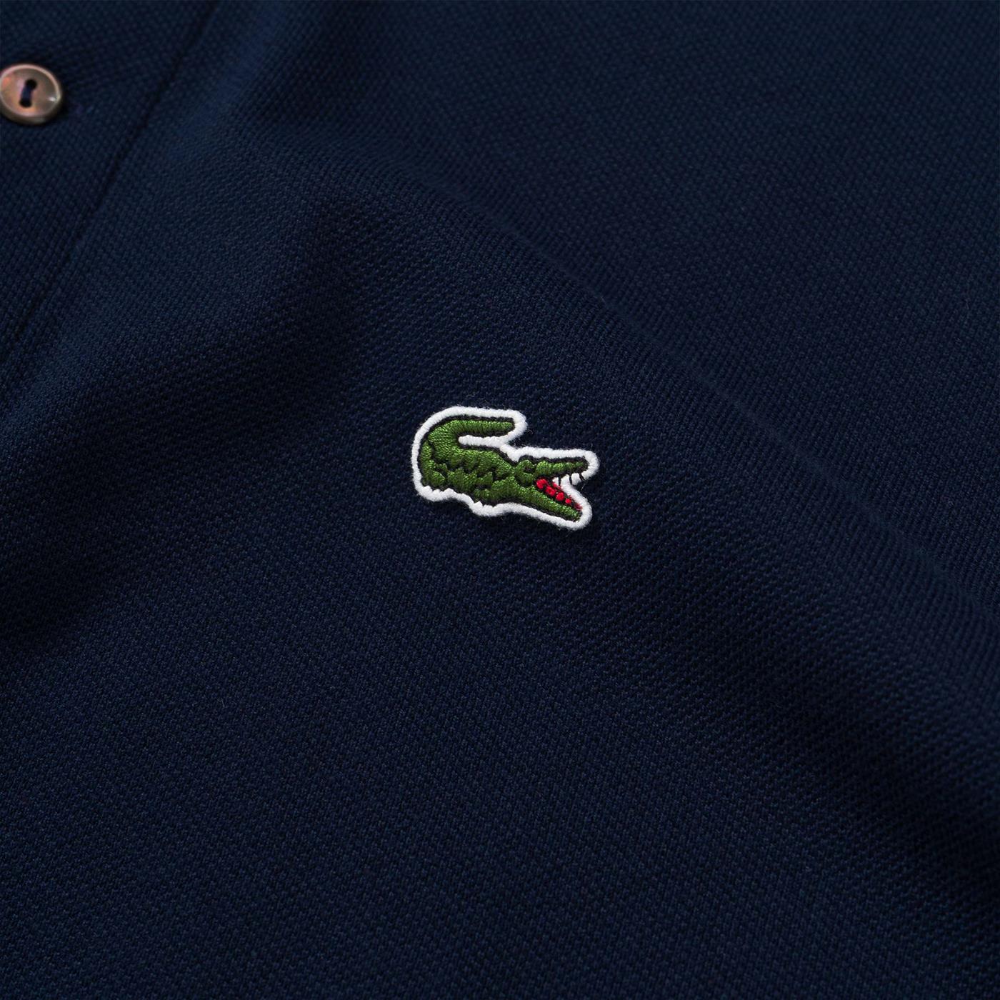 Lacoste Striped Accents Cotton Piqué Polo Shirt Navy Blue - PH2384-525