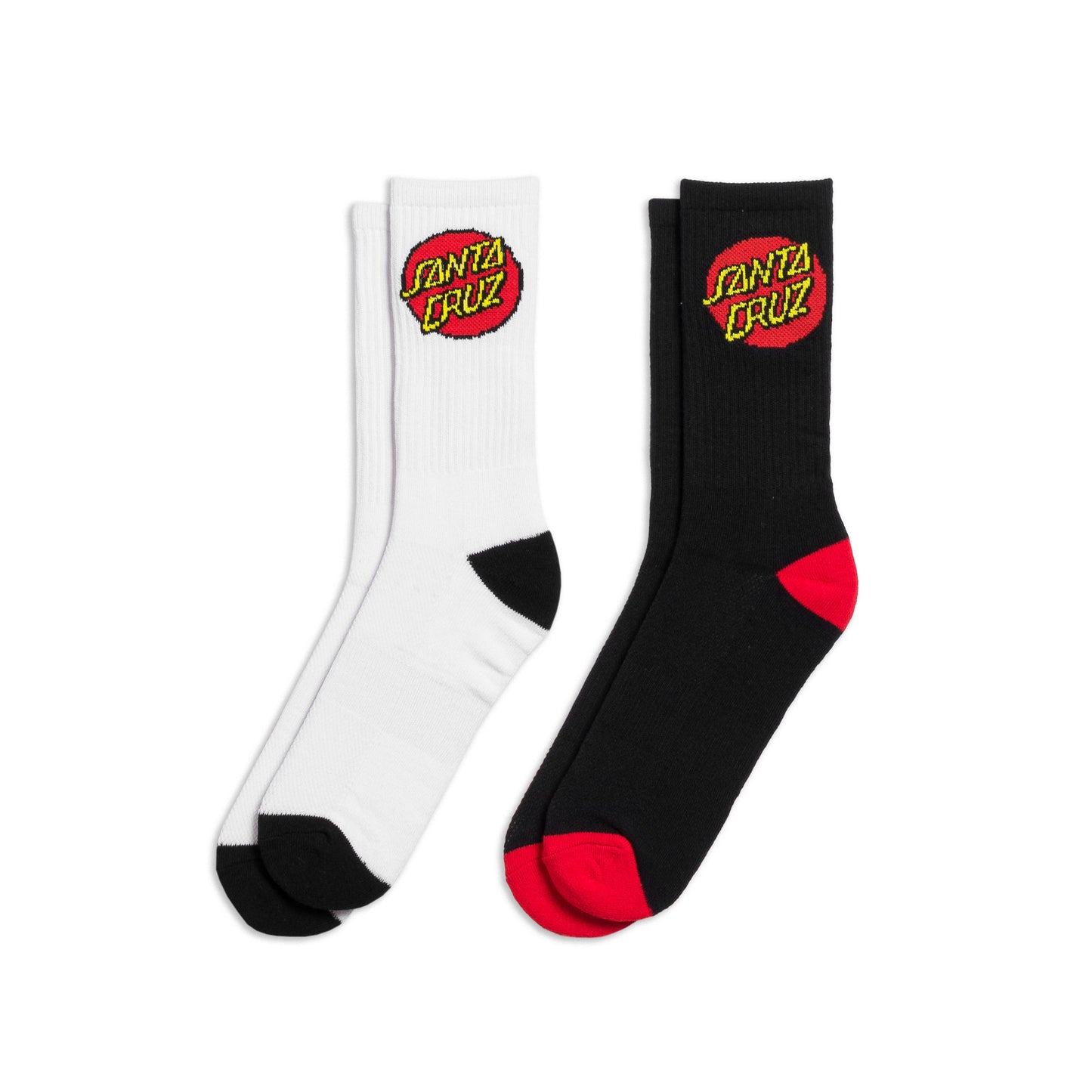 Santa Cruz Classic Dot Sock (2 Pack) White & Black