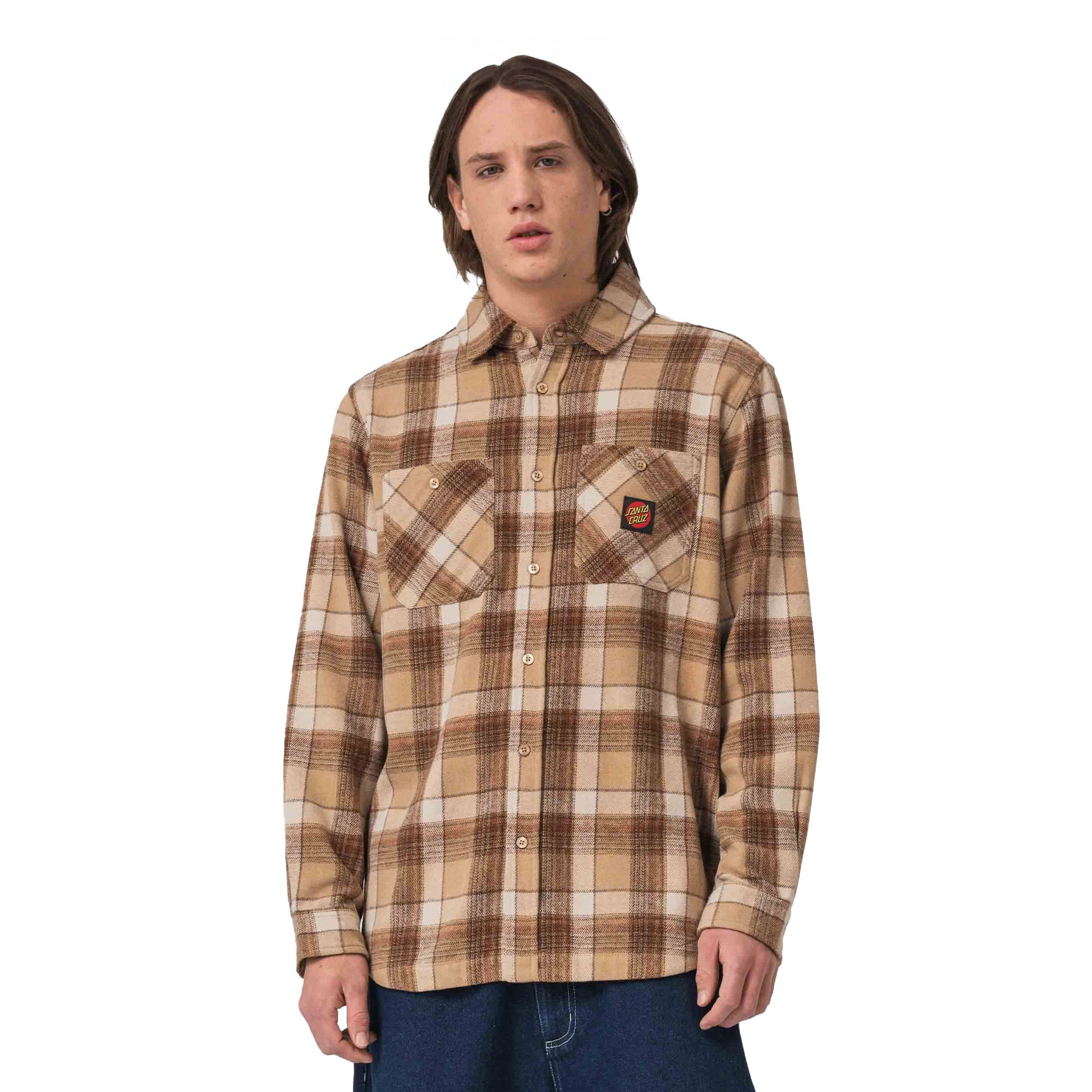 Santa Cruz Apex Shirt Brown Check  - SCA-SHT-0897