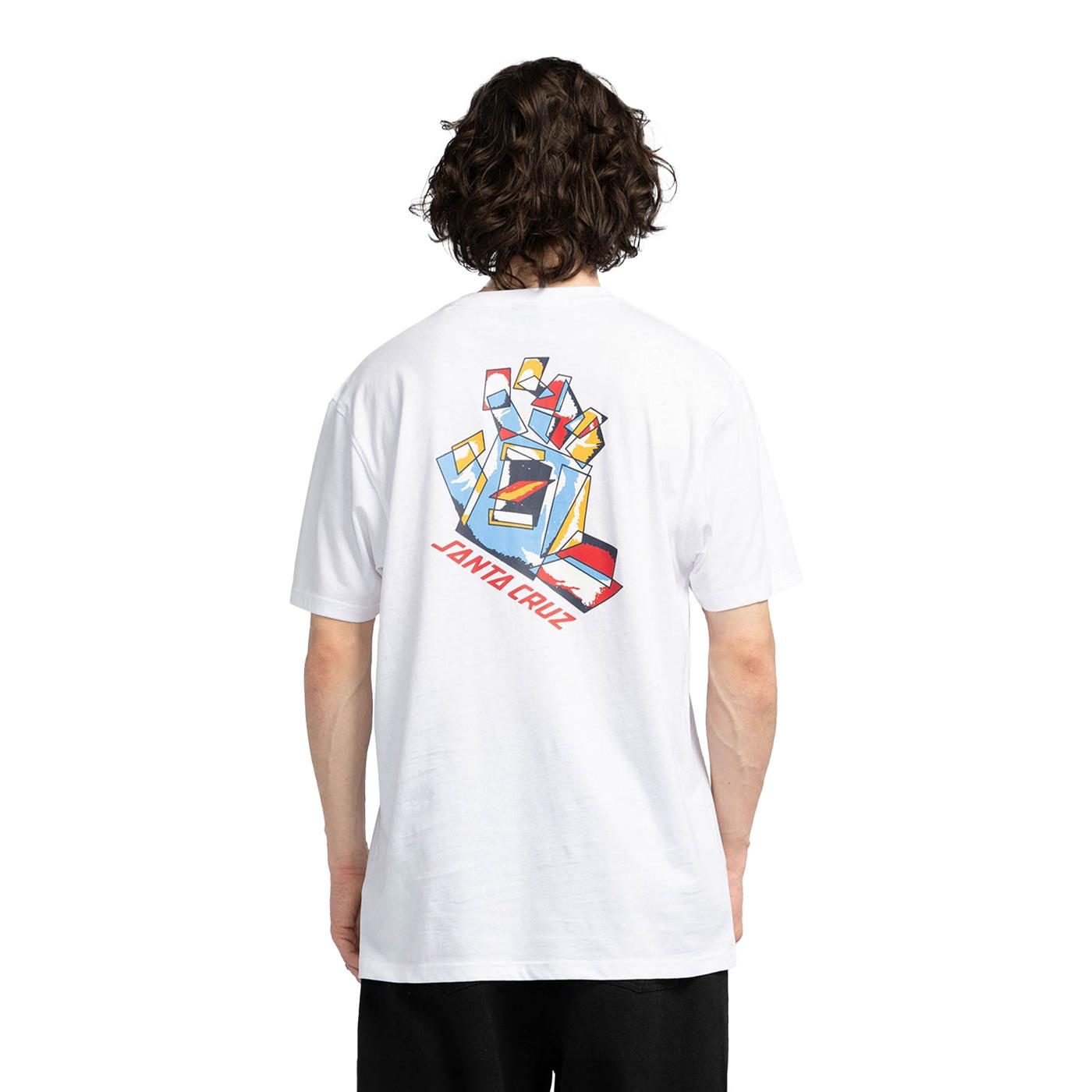 Santa Cruz Screaming Scratched Hand Strip Tee White - SCA-TEE-11825