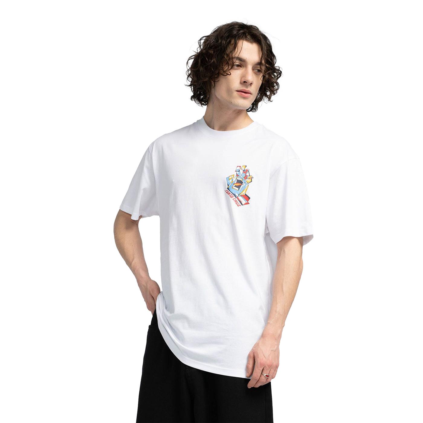 Santa Cruz Screaming Scratched Hand Strip Tee White - SCA-TEE-11825