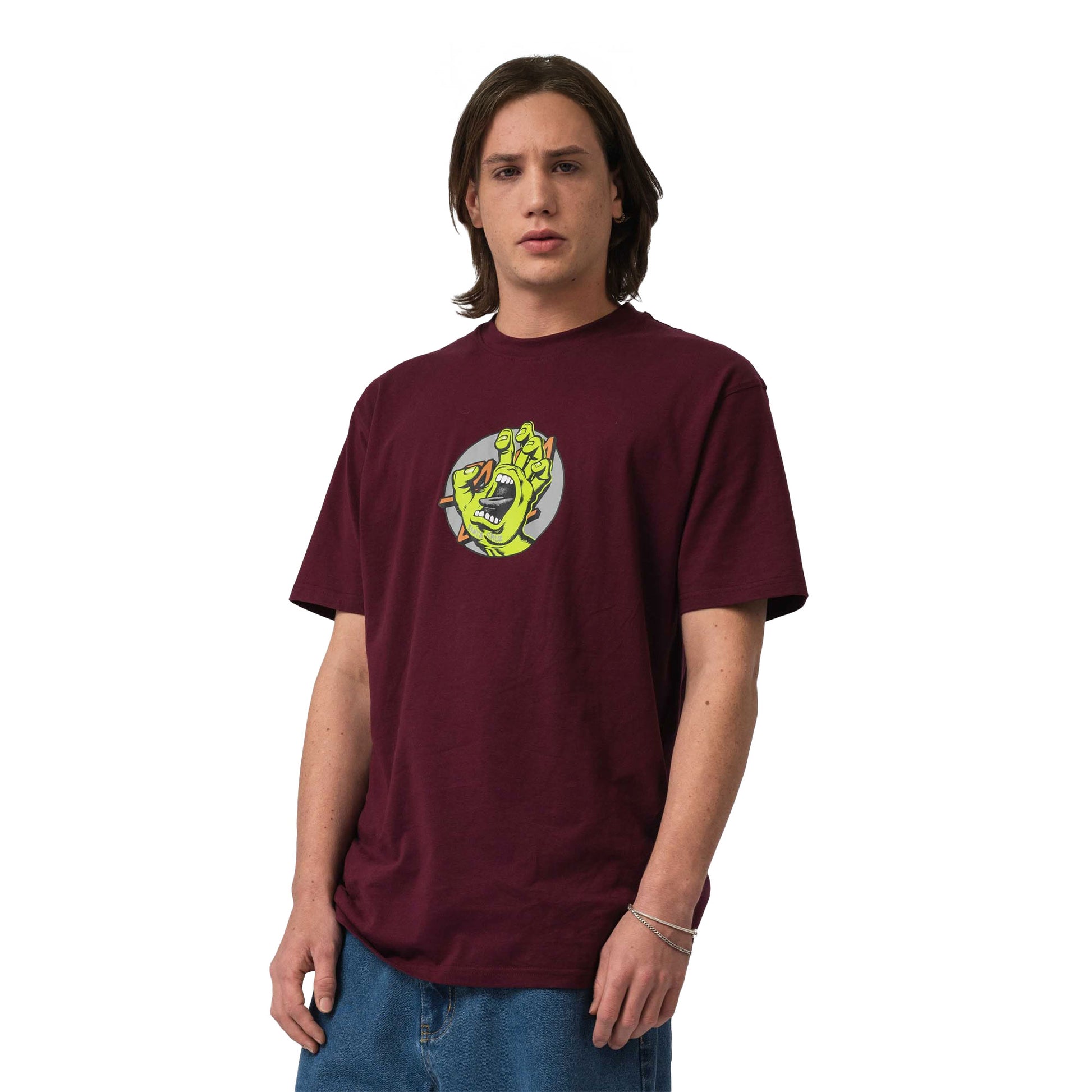 Santa Cruz Hand Dot Front Tee Dark Cherry  - SCA-TEE-12742