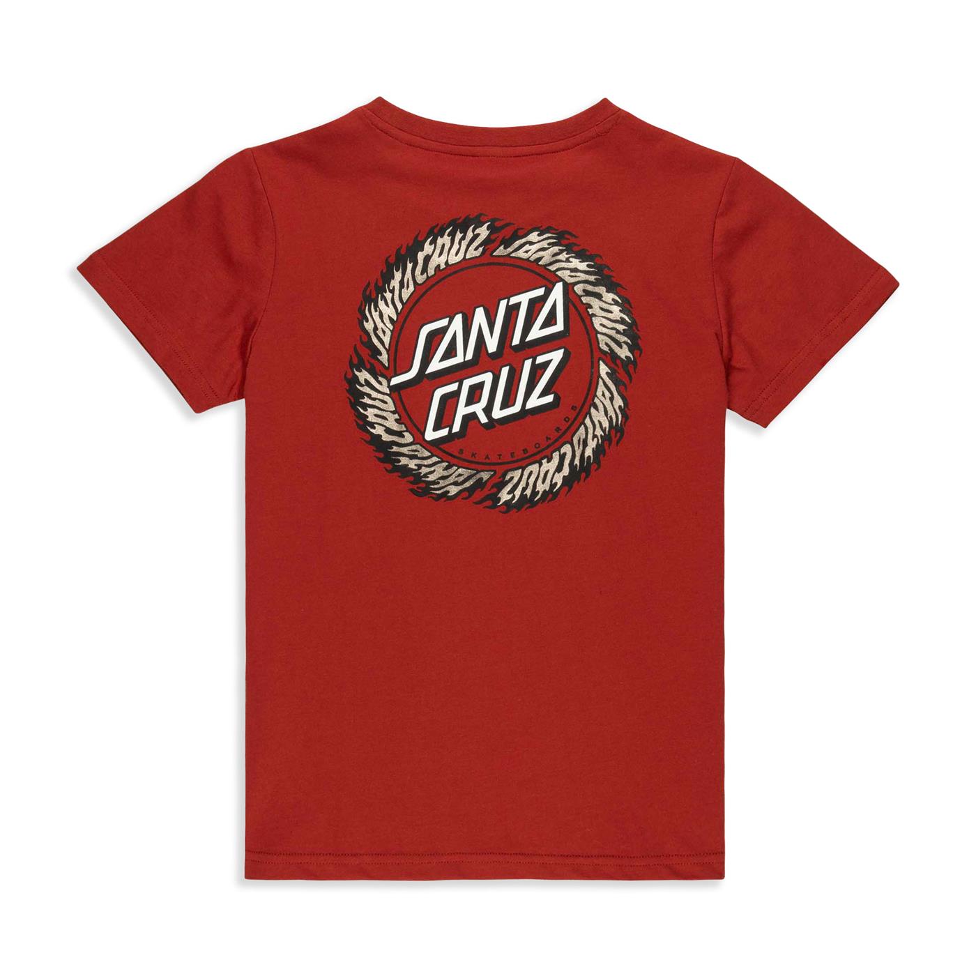 Santa Cruz Youth Classic Flame Ringed Dot Tee Dark Rust - SCA-YTE-1780