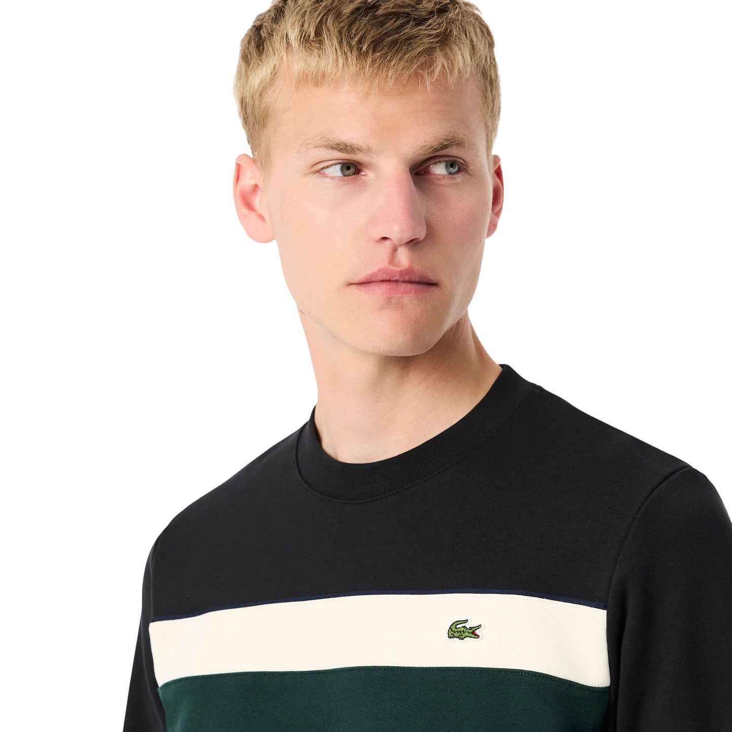Lacoste Colour-Block Fleece Sweatshirt Black/Laponie-Sinople - SH5498-6XH